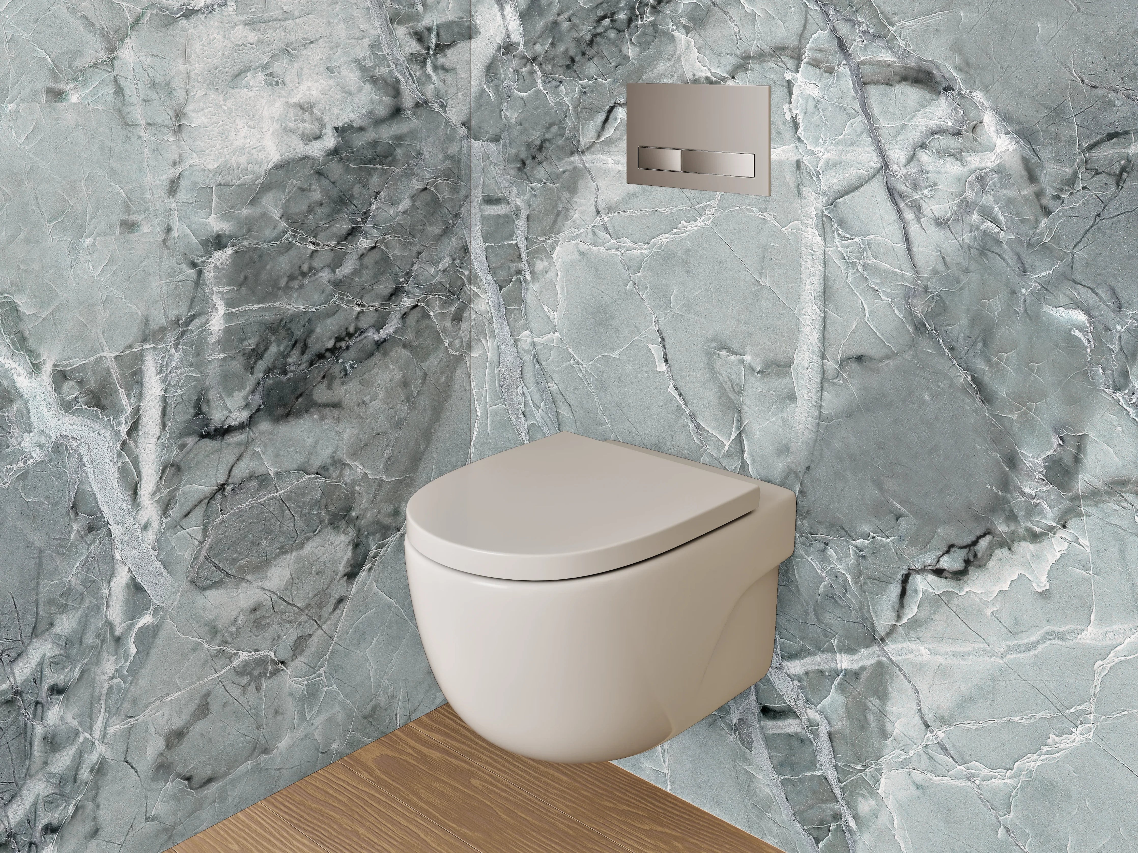 WC-Rückwand - Grauweißer Marmorglanz Chic