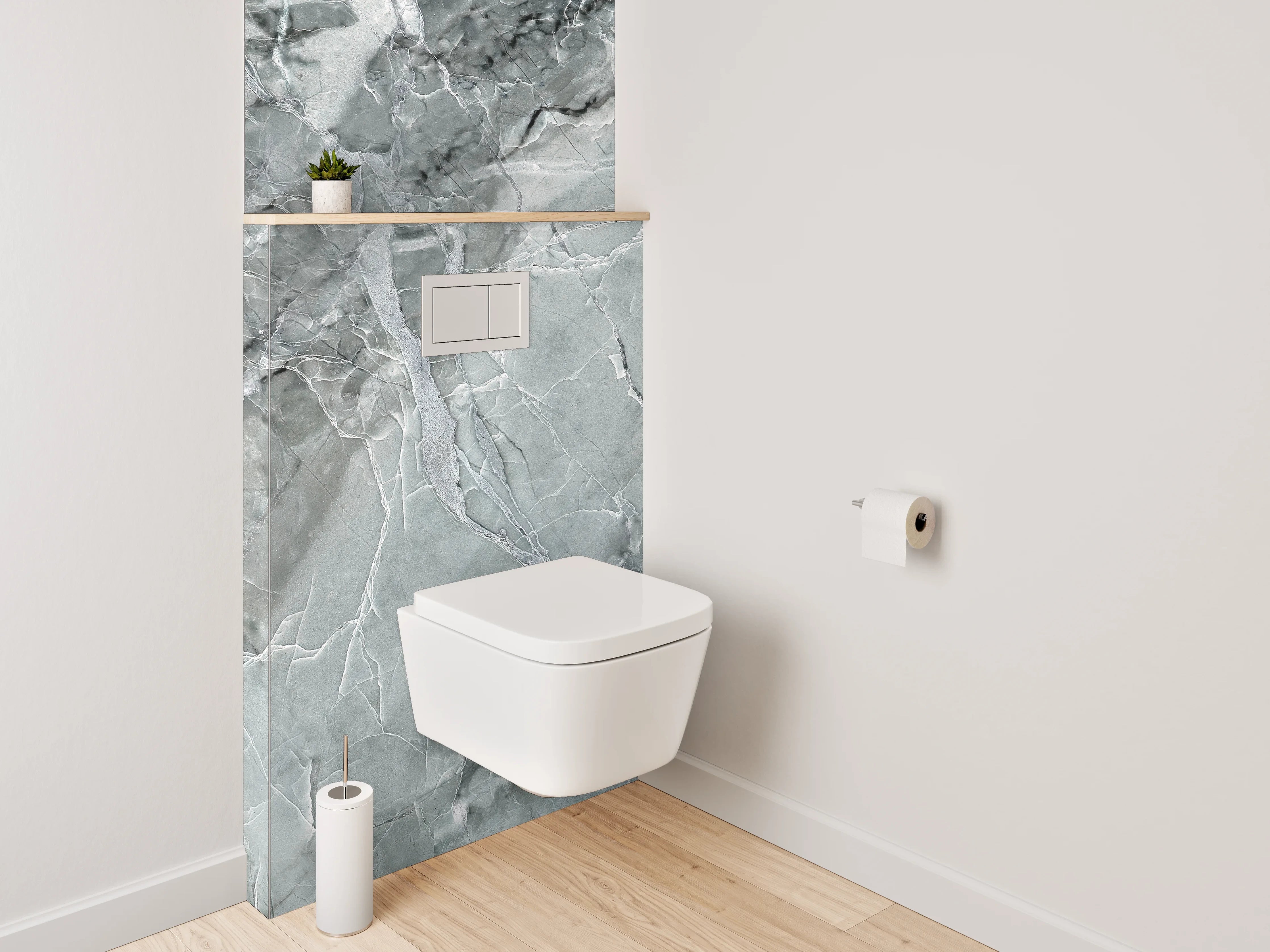 WC-Rückwand - Grauweißer Marmorglanz Chic