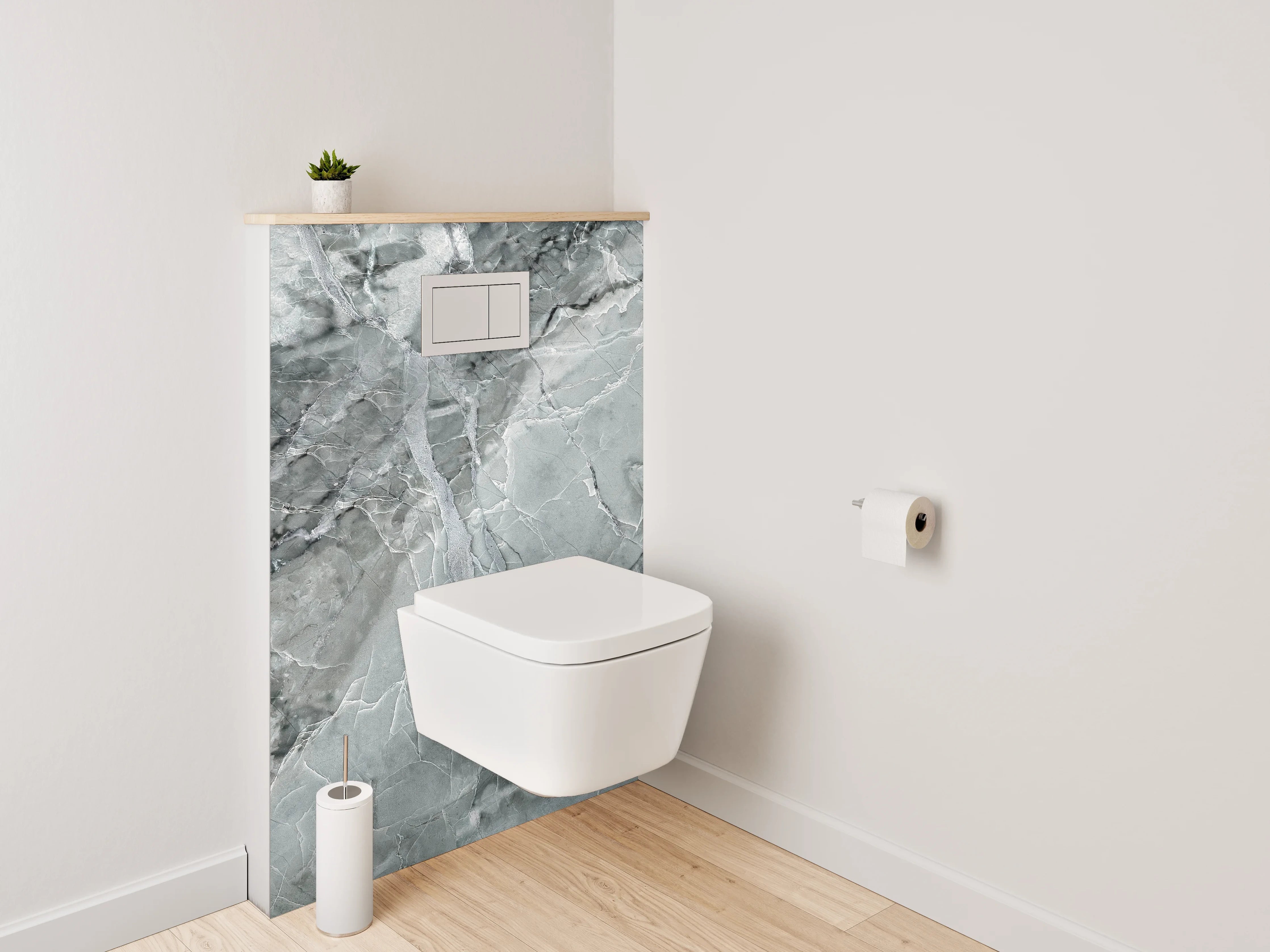 WC-Rückwand - Grauweißer Marmorglanz Chic
