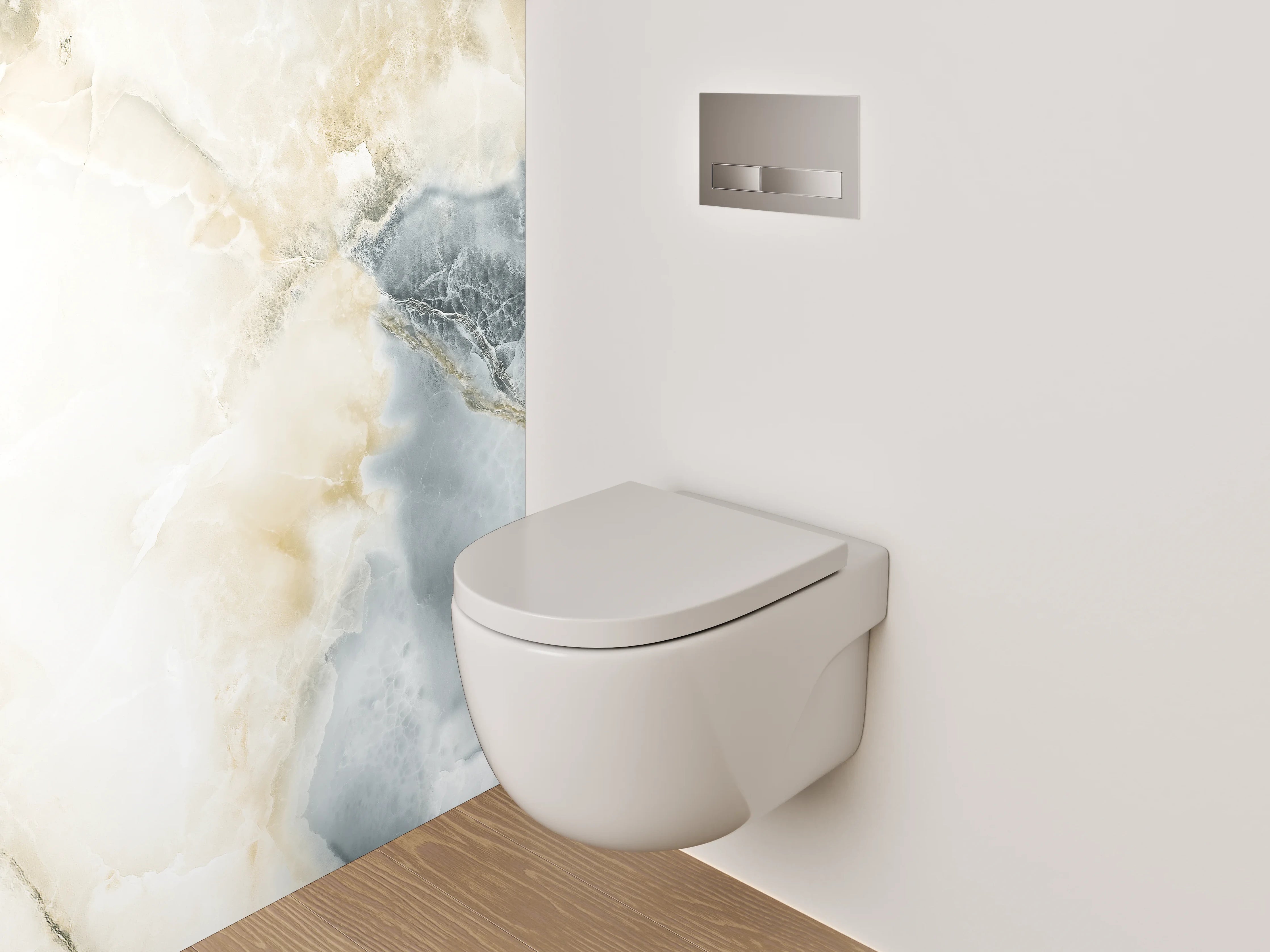 WC-Rückwand - Grauweißer Marmortraum-Look