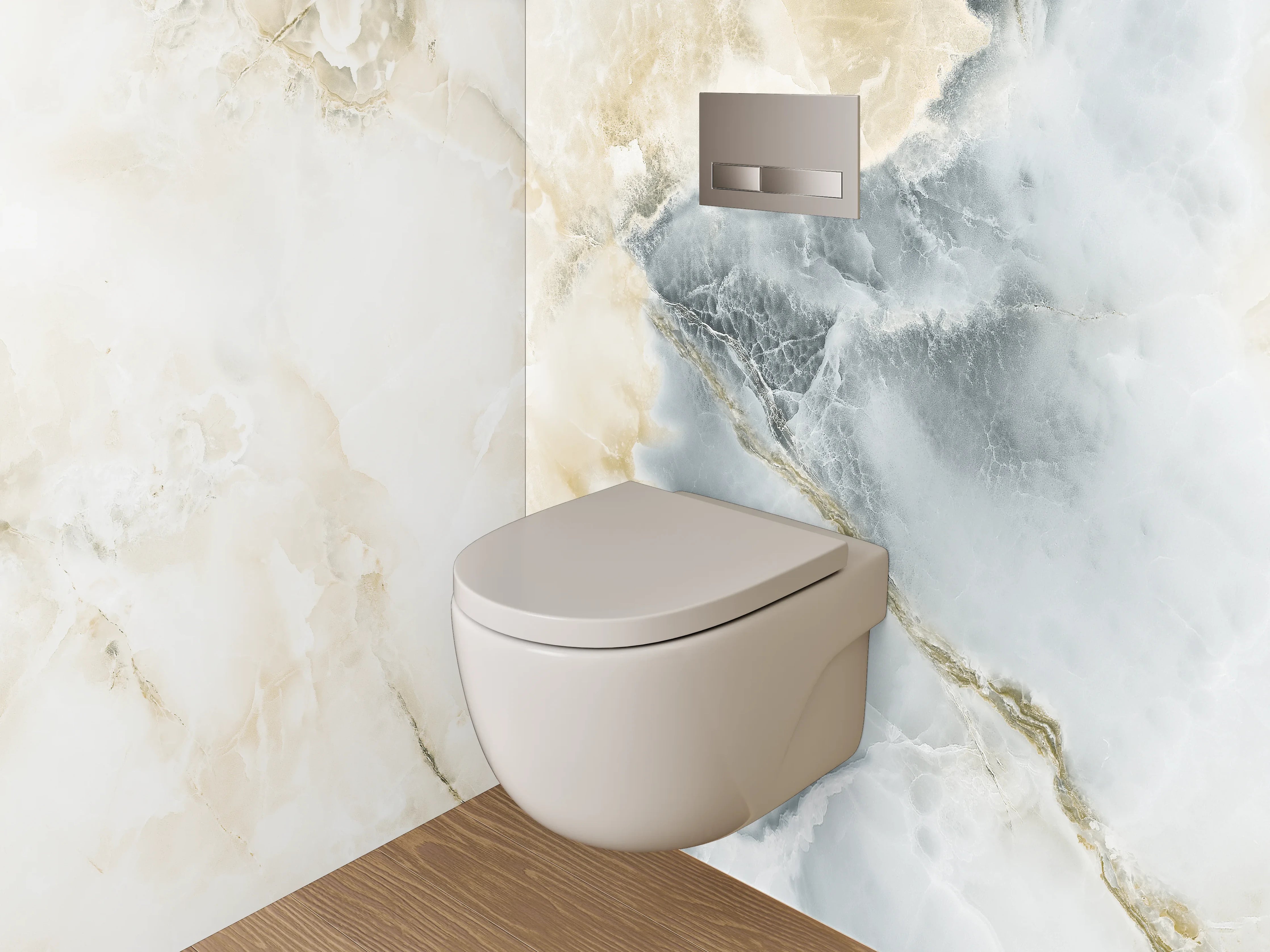 WC-Rückwand - Grauweißer Marmortraum-Look