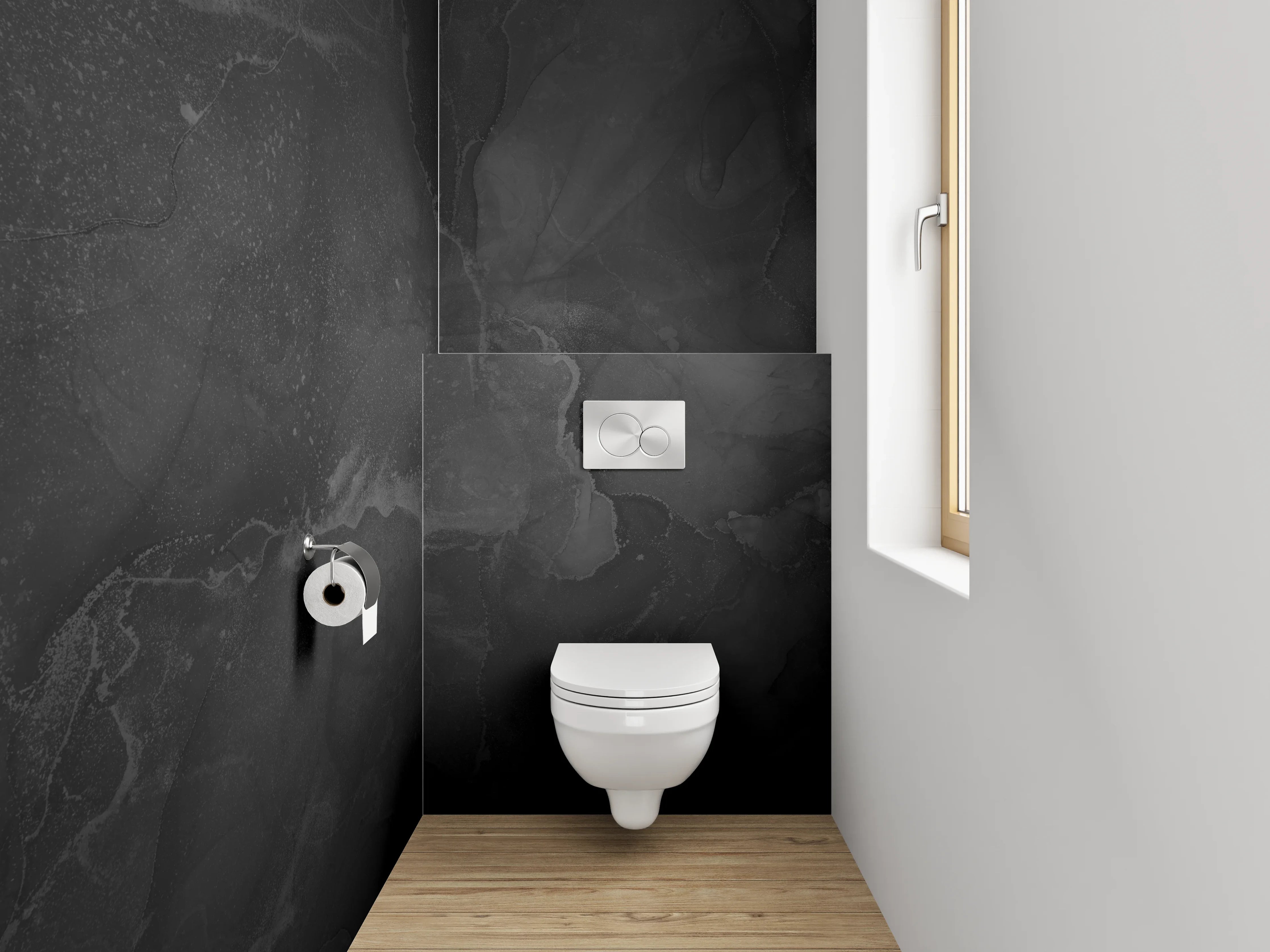 WC-Rückwand - Grauweißer Marmorzauber