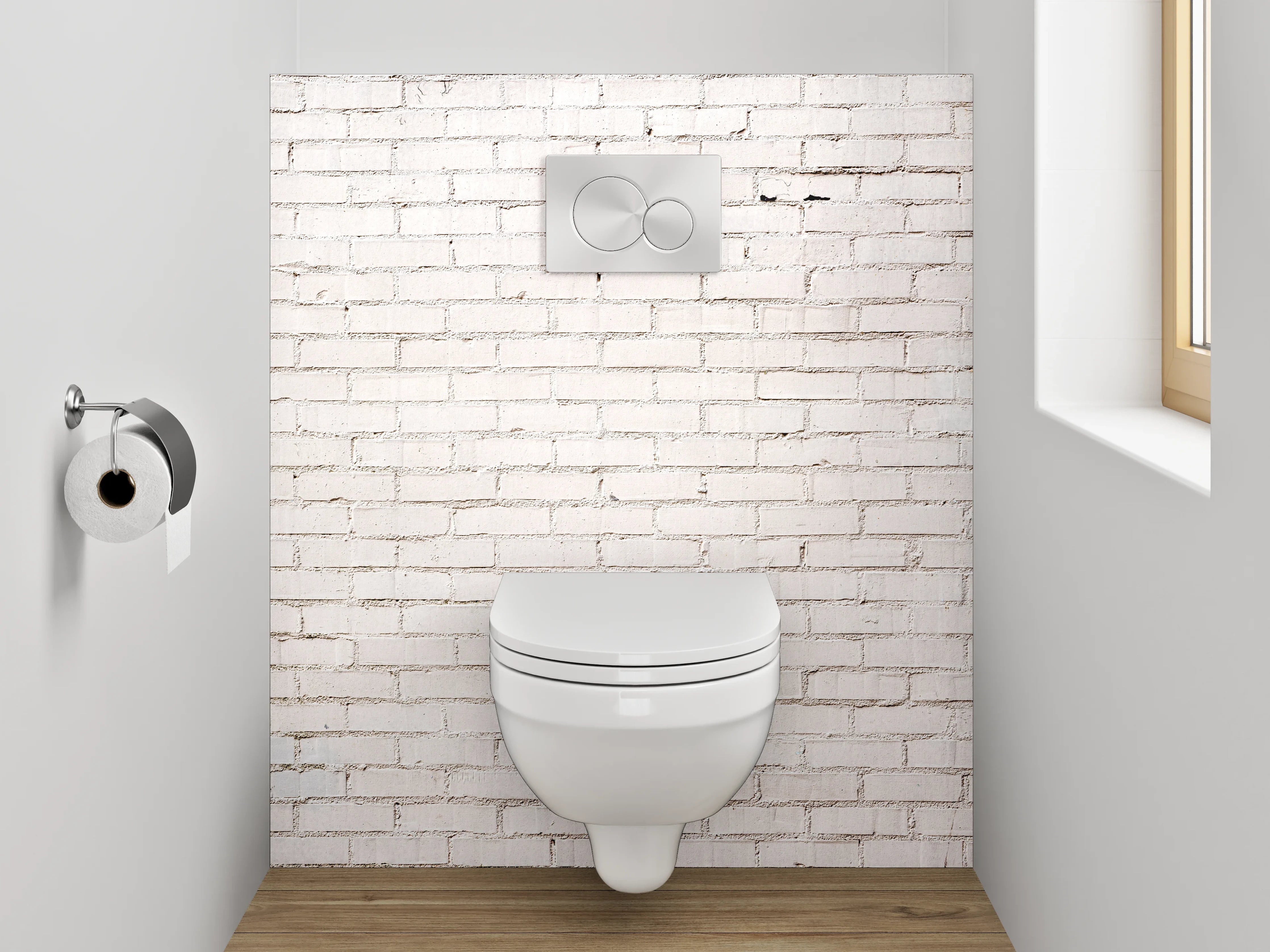 WC-Rückwand - Grauweißer Ziegel Purismus
