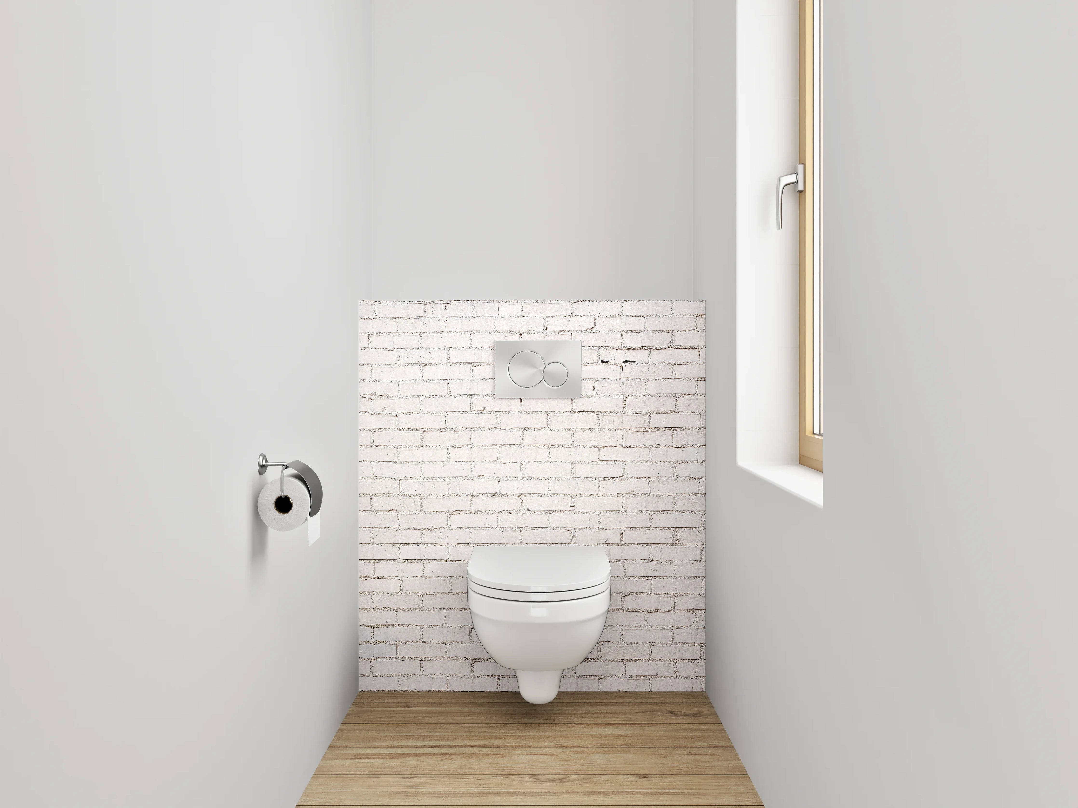 WC-Rückwand - Grauweißer Ziegel Purismus