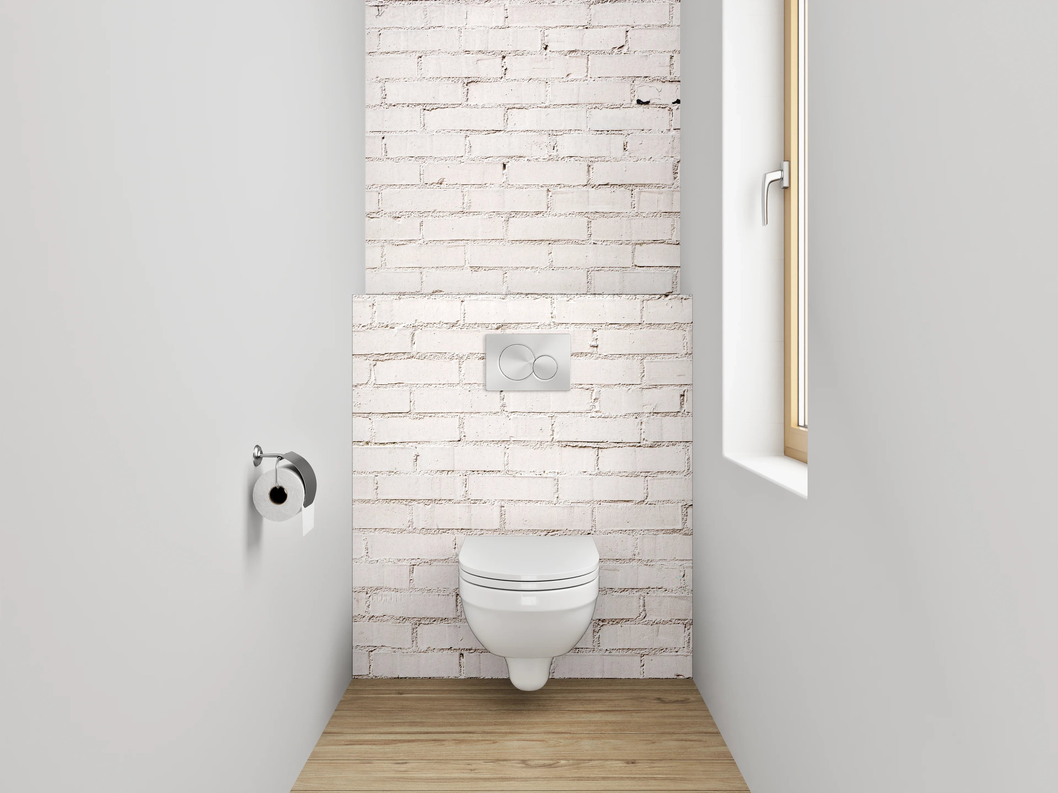 WC-Rückwand - Grauweißer Ziegel Purismus