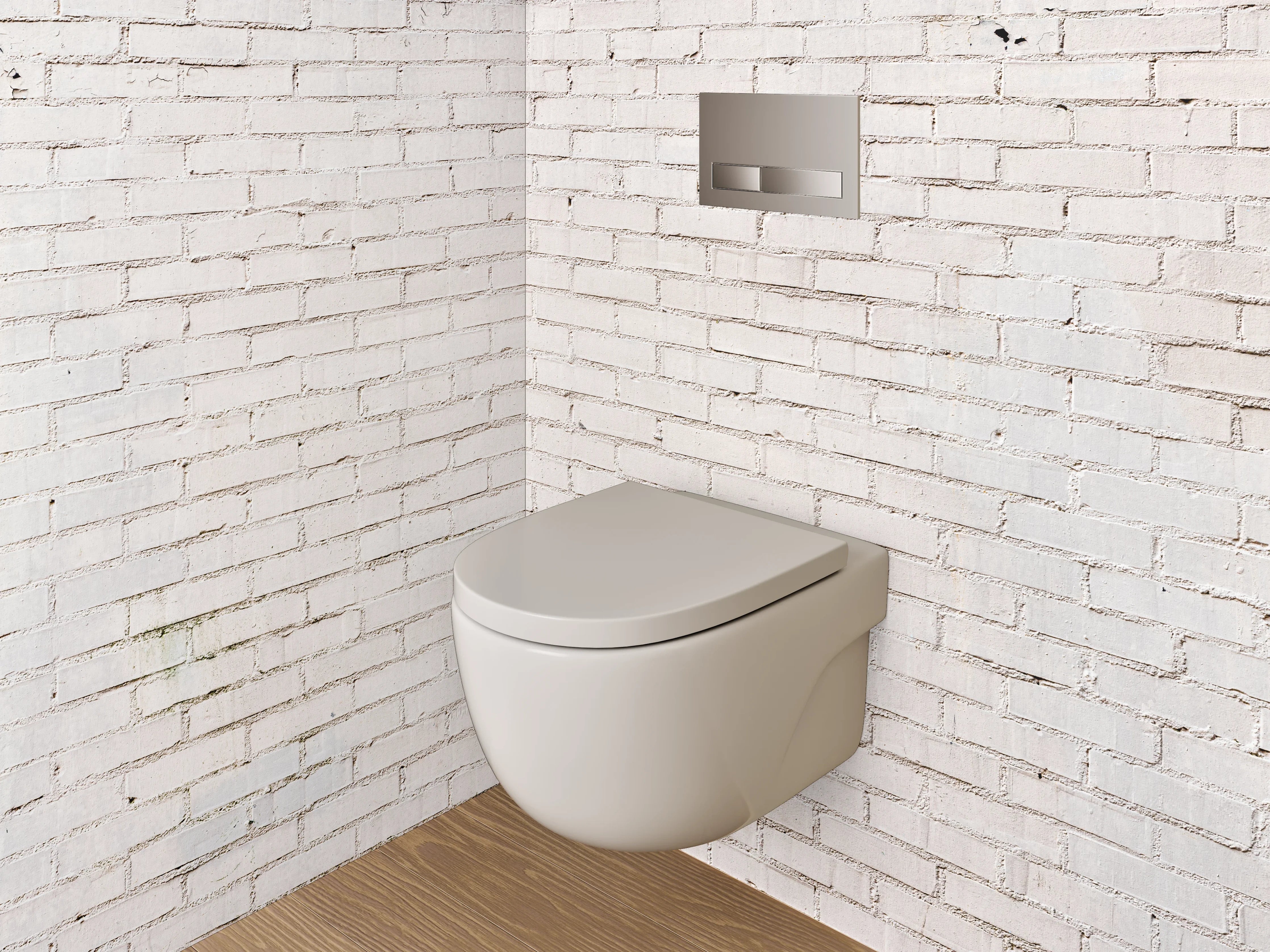 WC-Rückwand - Grauweißer Ziegel Purismus