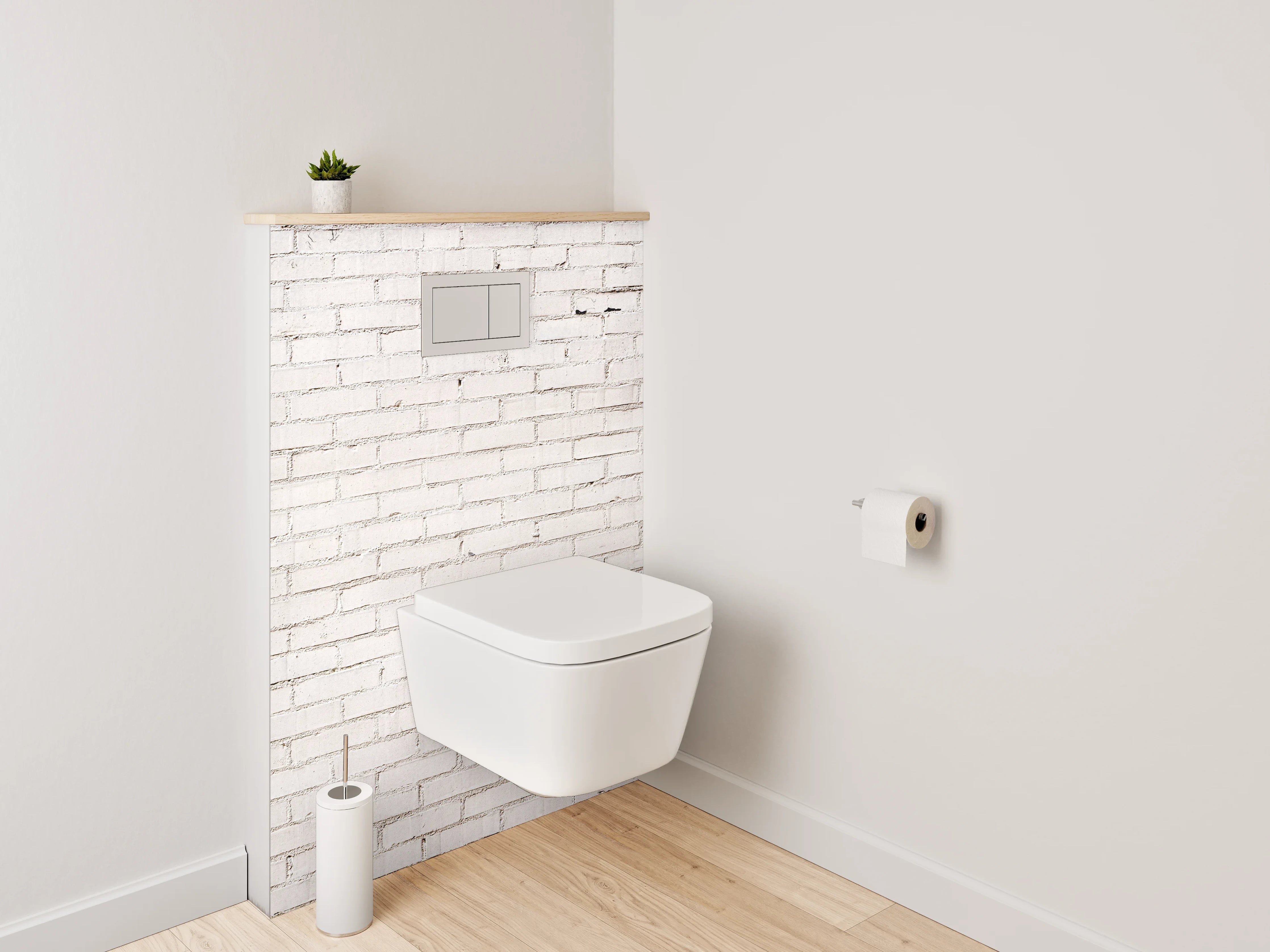 WC-Rückwand - Grauweißer Ziegel Purismus