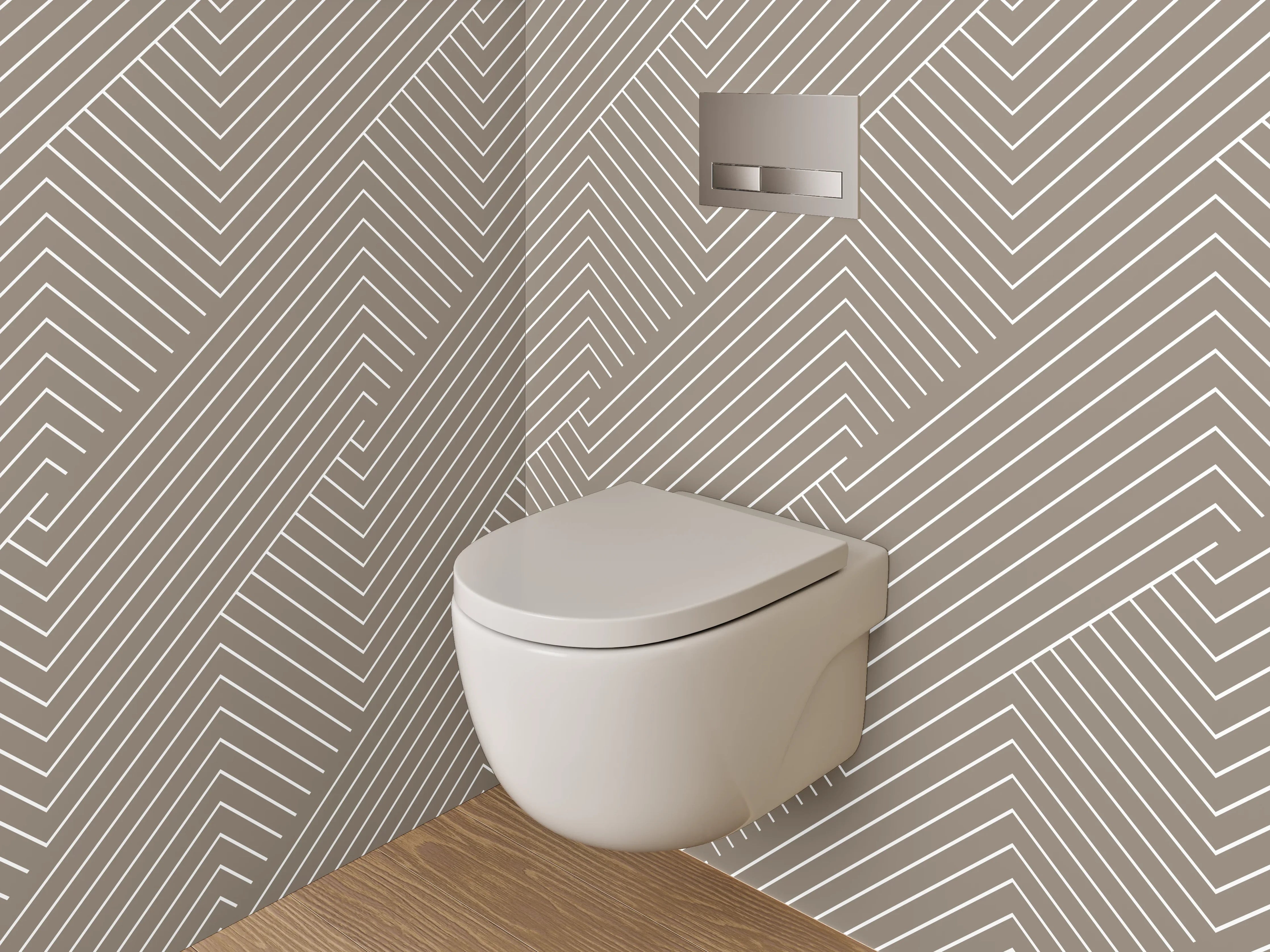 WC-Rückwand - Grauweißes Liniengeflecht im modernen Stil