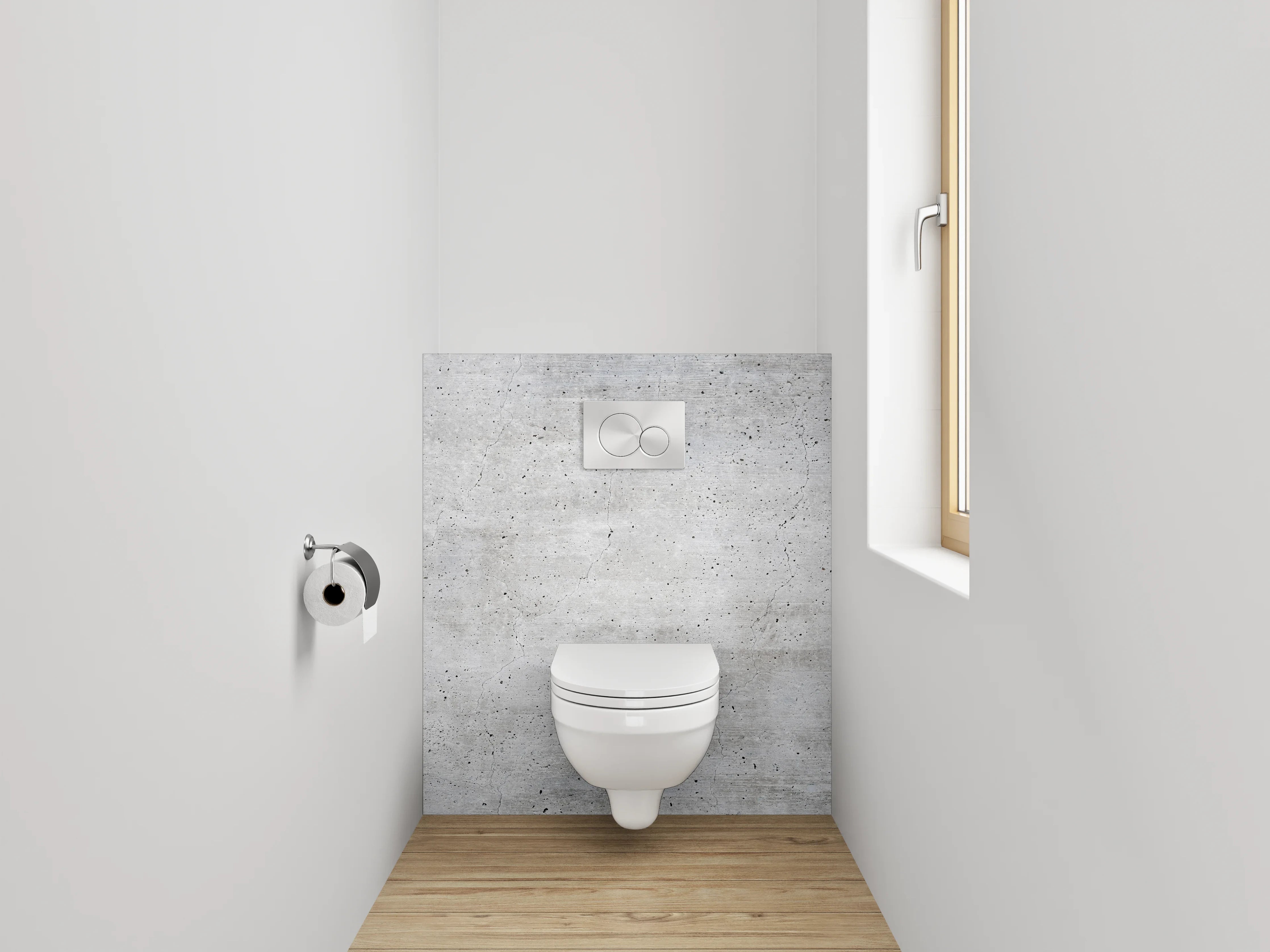 WC-Rückwand - Grauweißes Minimalismus-Flair in Beton