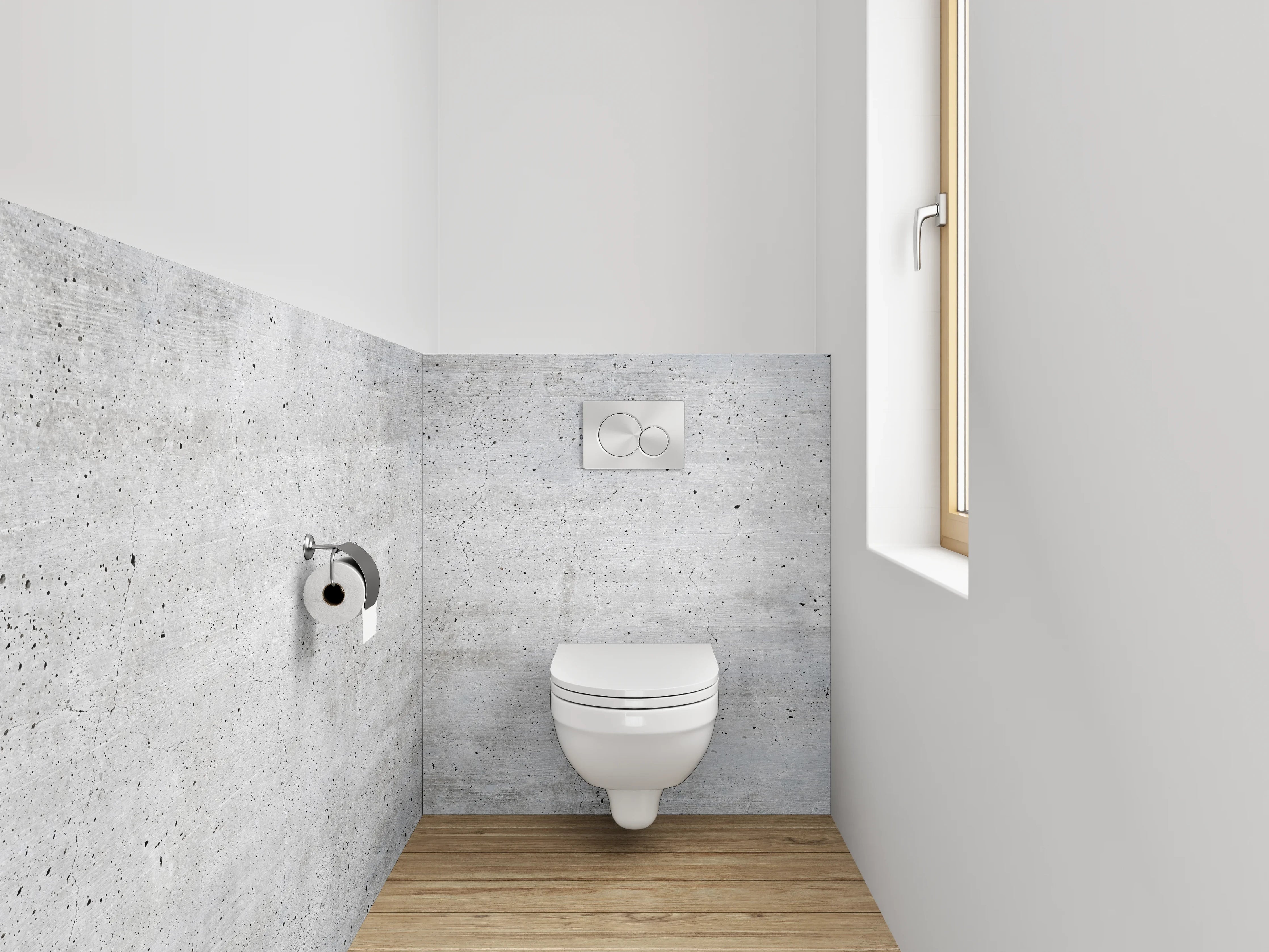 WC-Rückwand - Grauweißes Minimalismus-Flair in Beton