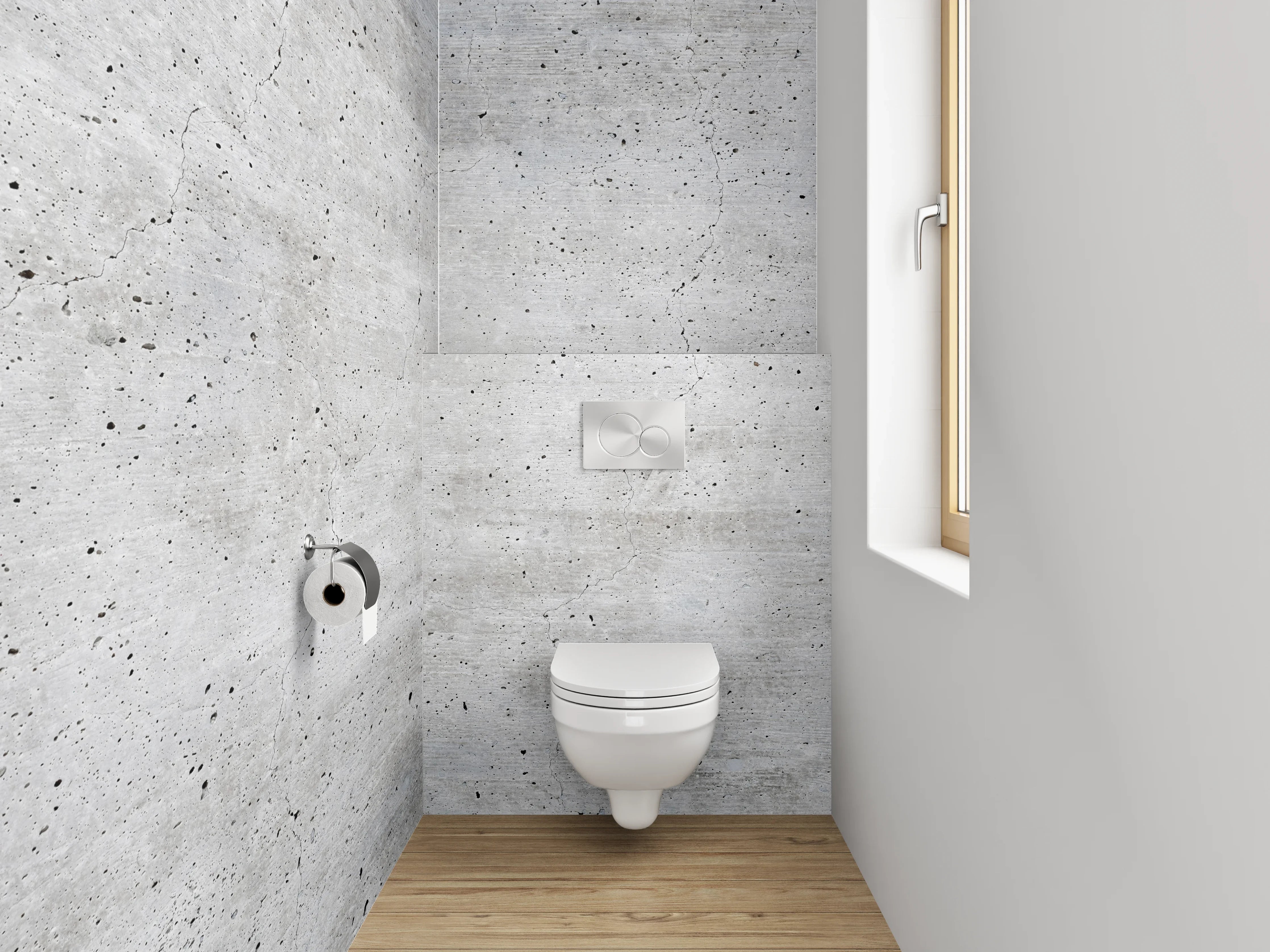 WC-Rückwand - Grauweißes Minimalismus-Flair in Beton