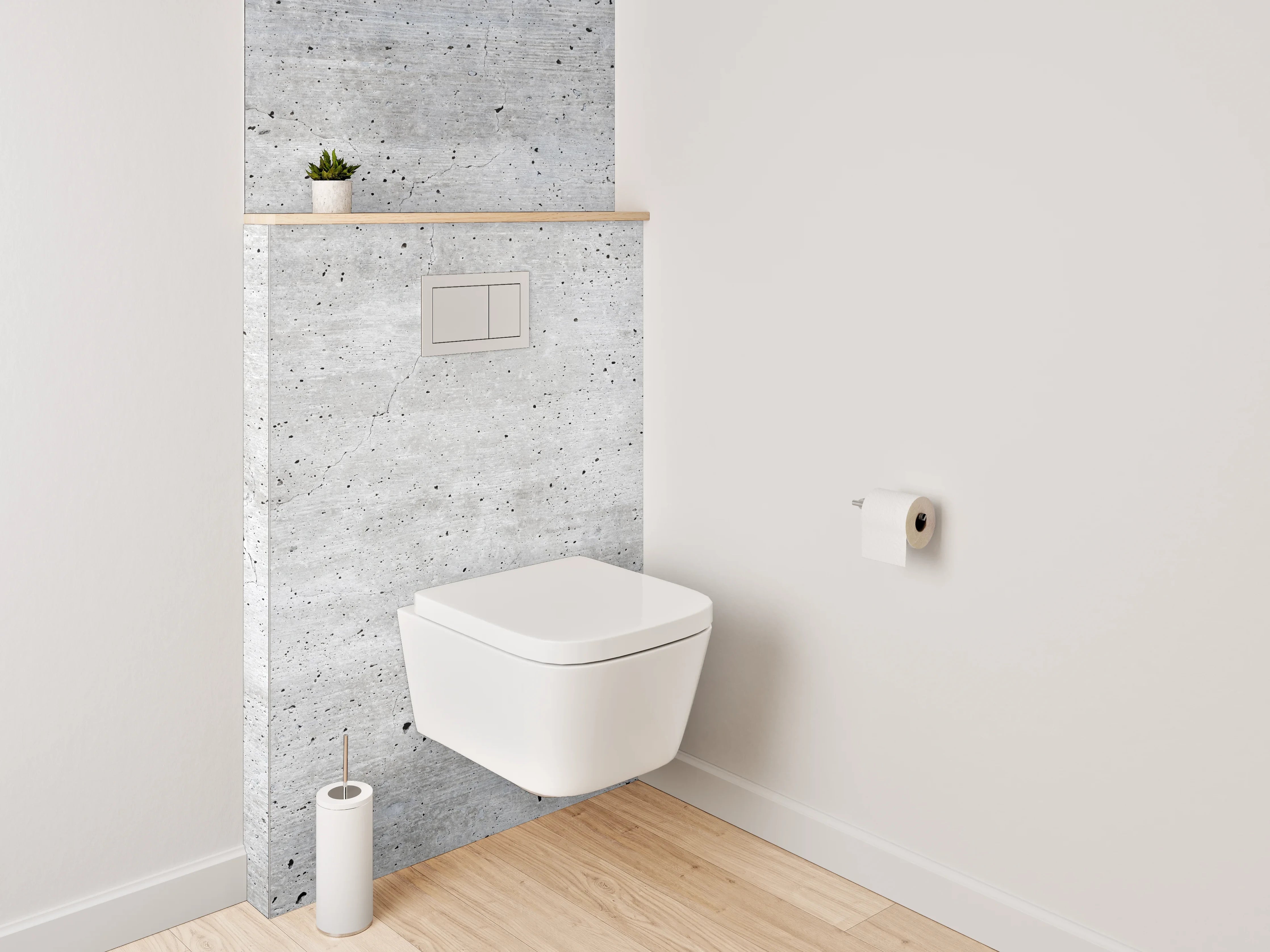 WC-Rückwand - Grauweißes Minimalismus-Flair in Beton