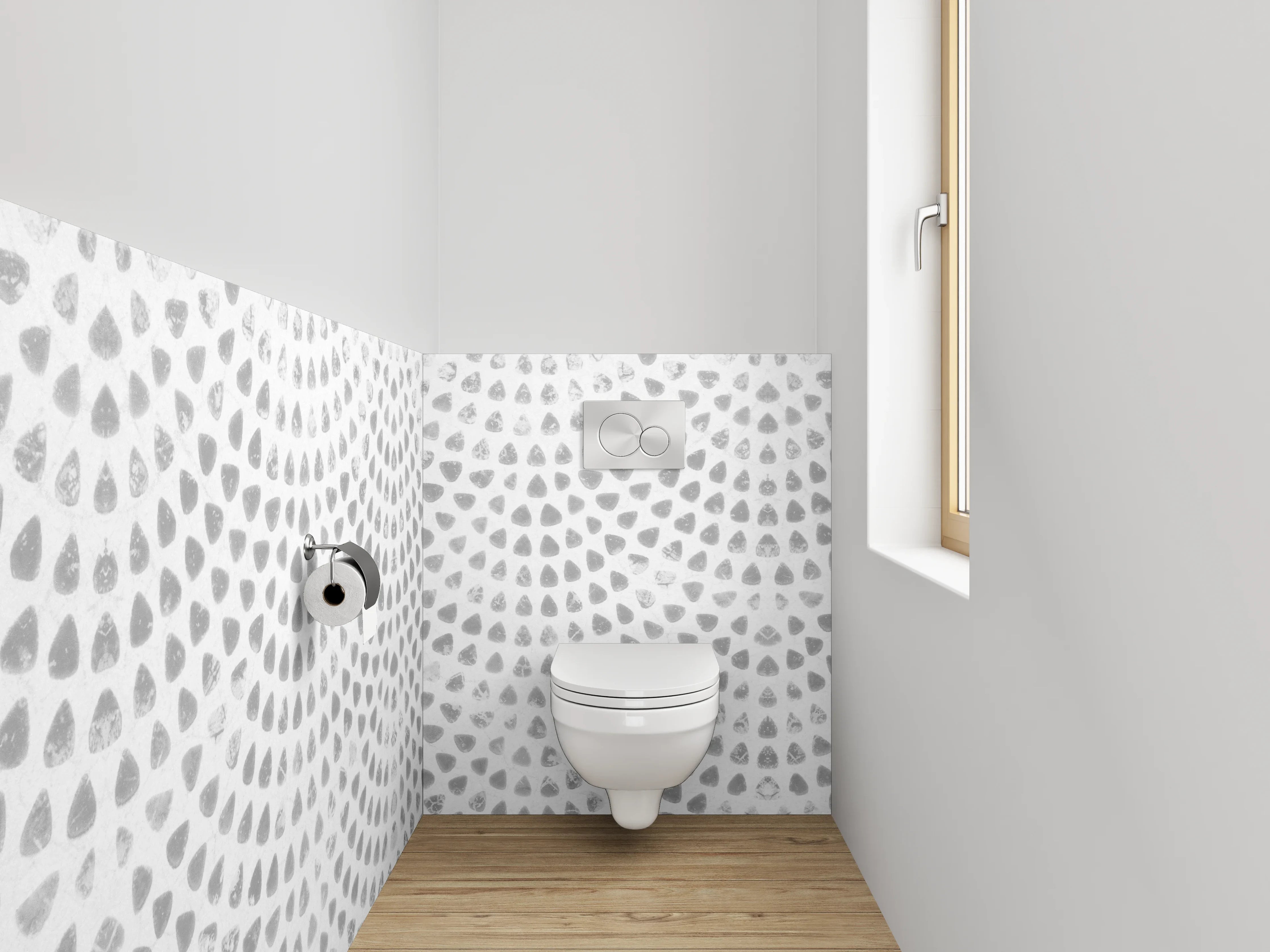 WC-Rückwand - Grauweißes Strukturelement