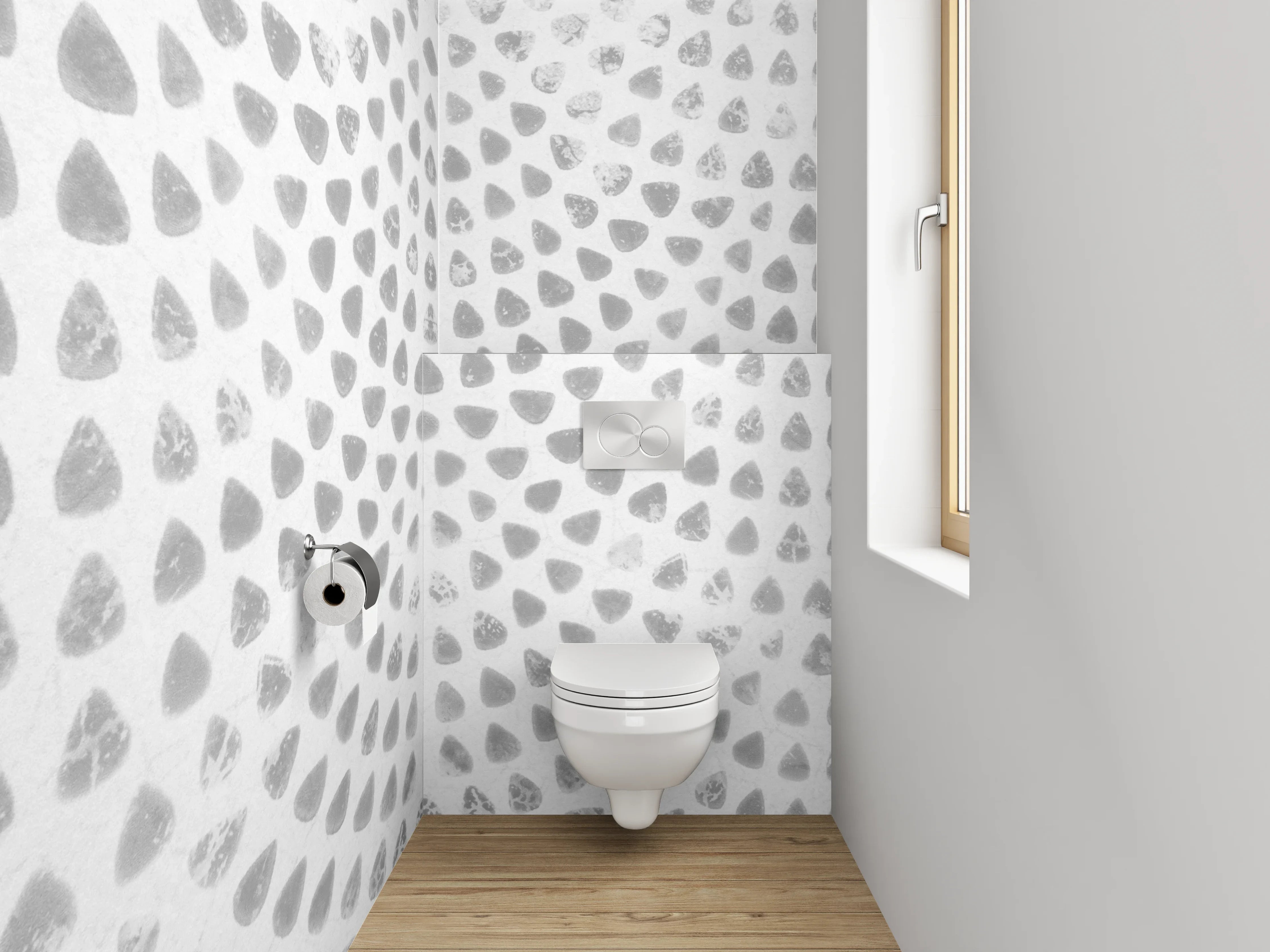 WC-Rückwand - Grauweißes Strukturelement