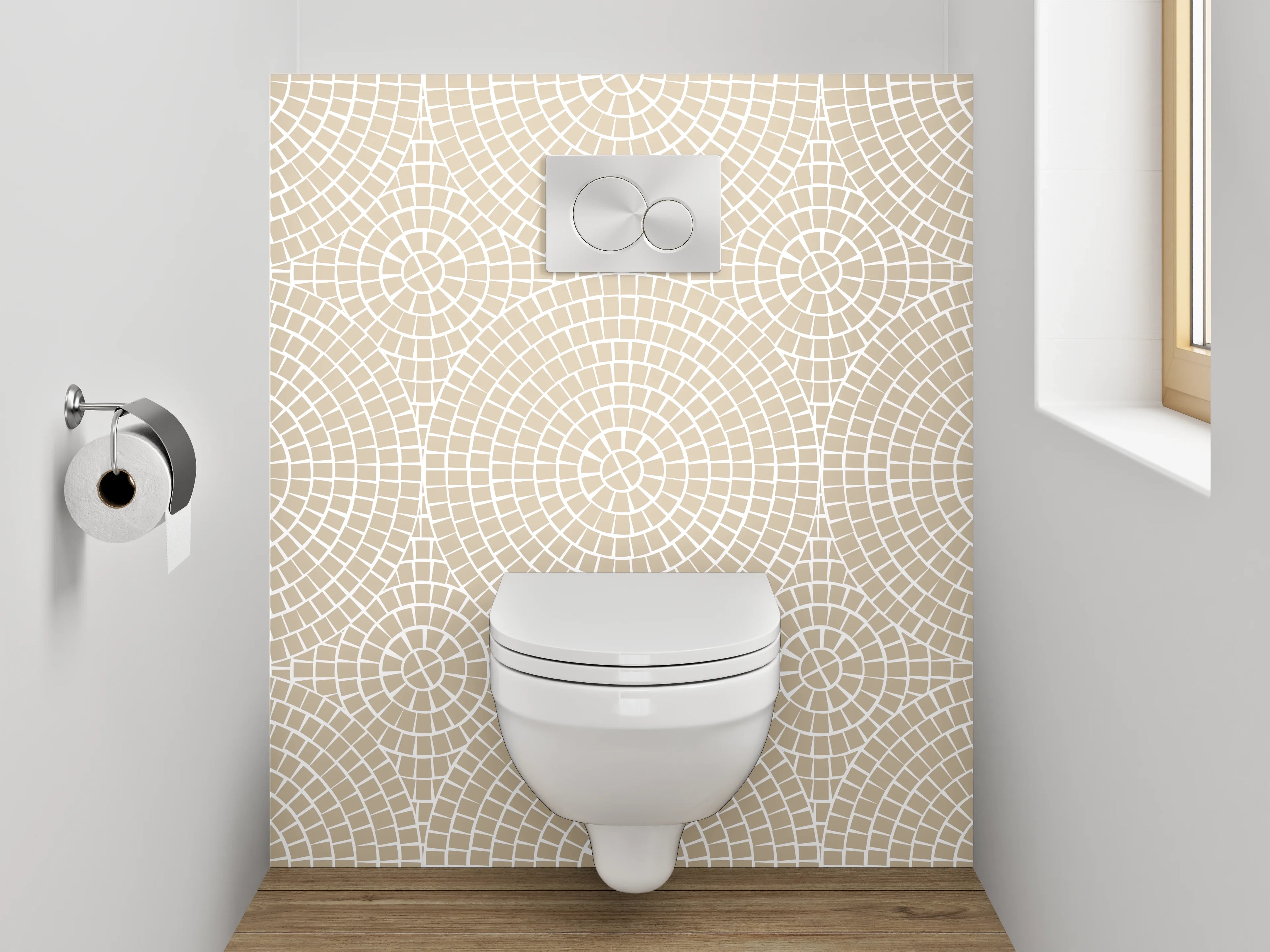 WC-Rückwand - Grauweißes Vintage-Geometrie-Design
