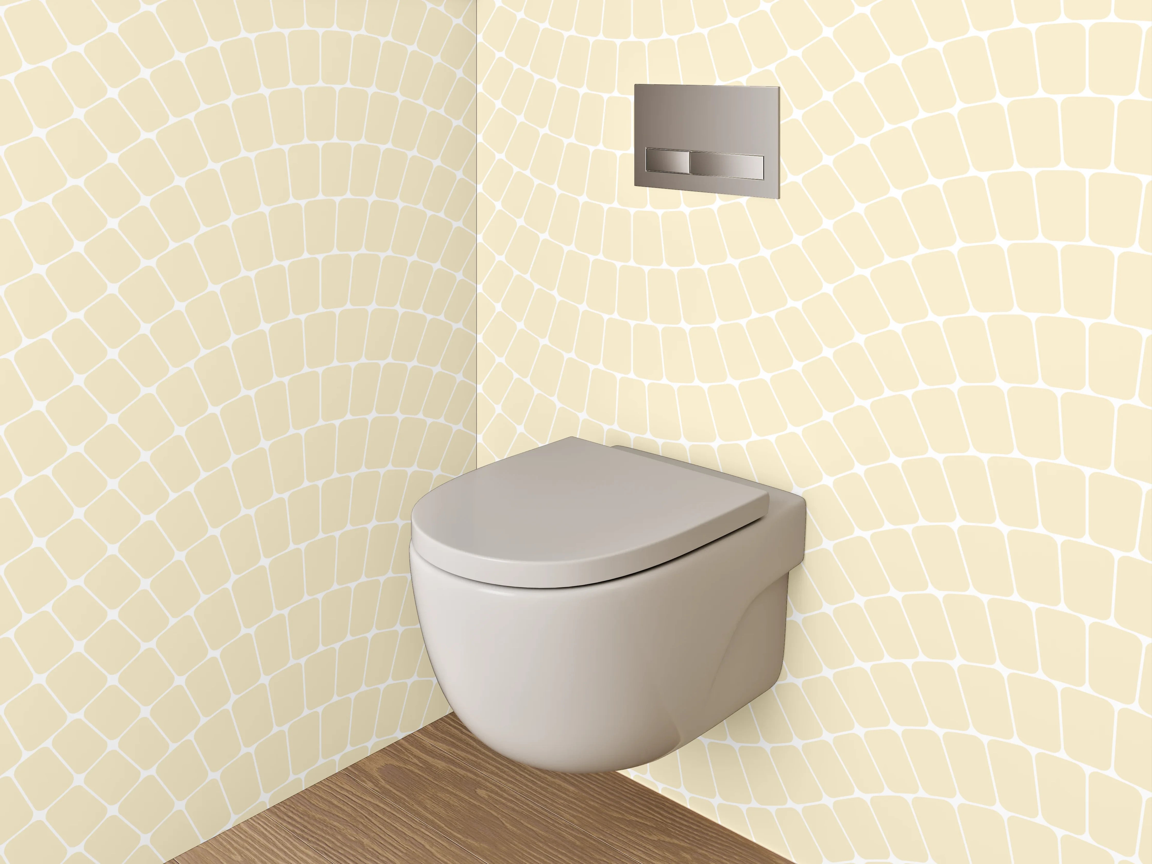 WC-Rückwand - Grauweißes Wellenmotiv in Minimaldesign