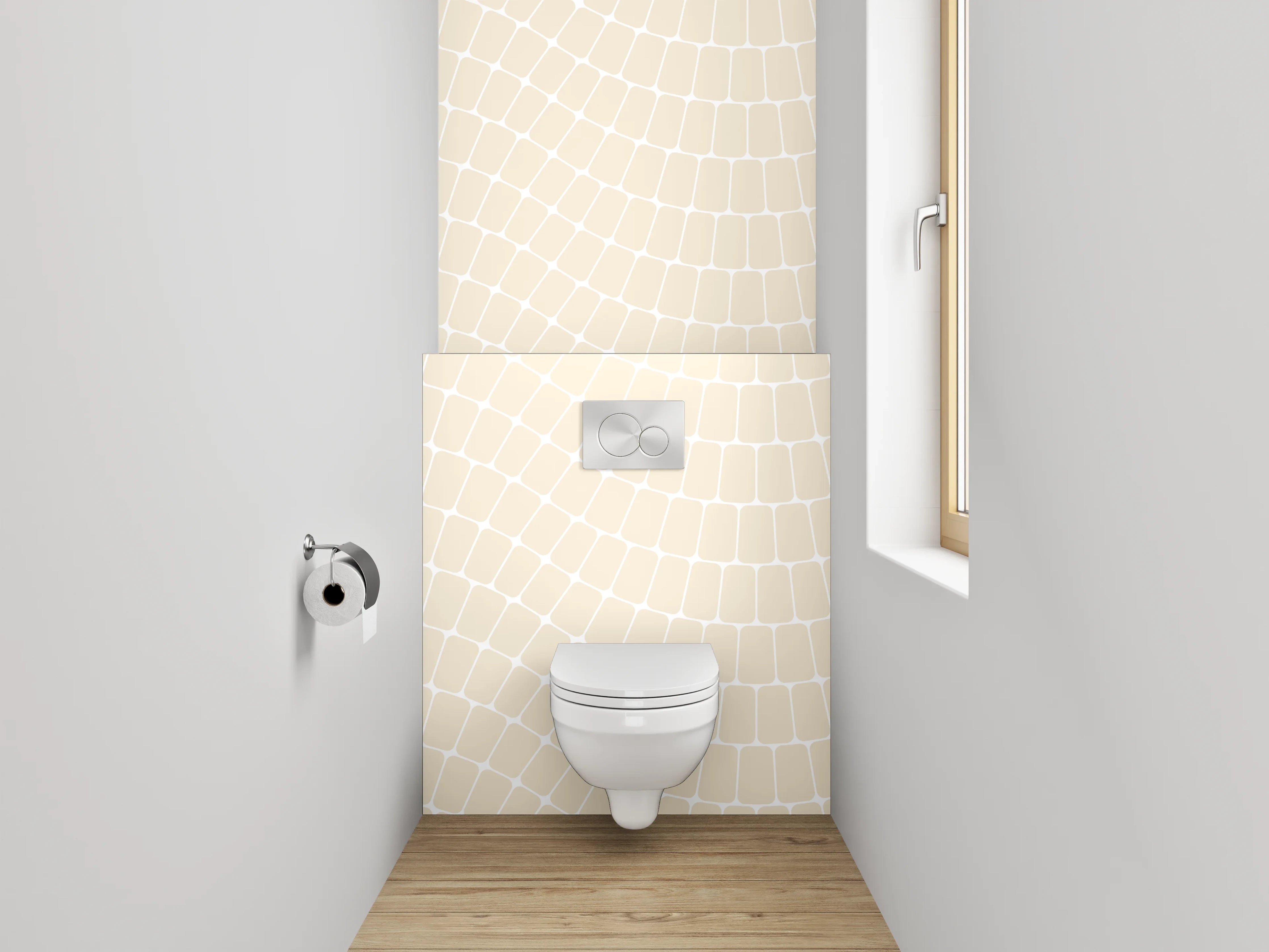 WC-Rückwand - Grauweißes Wellenmuster Puristisch