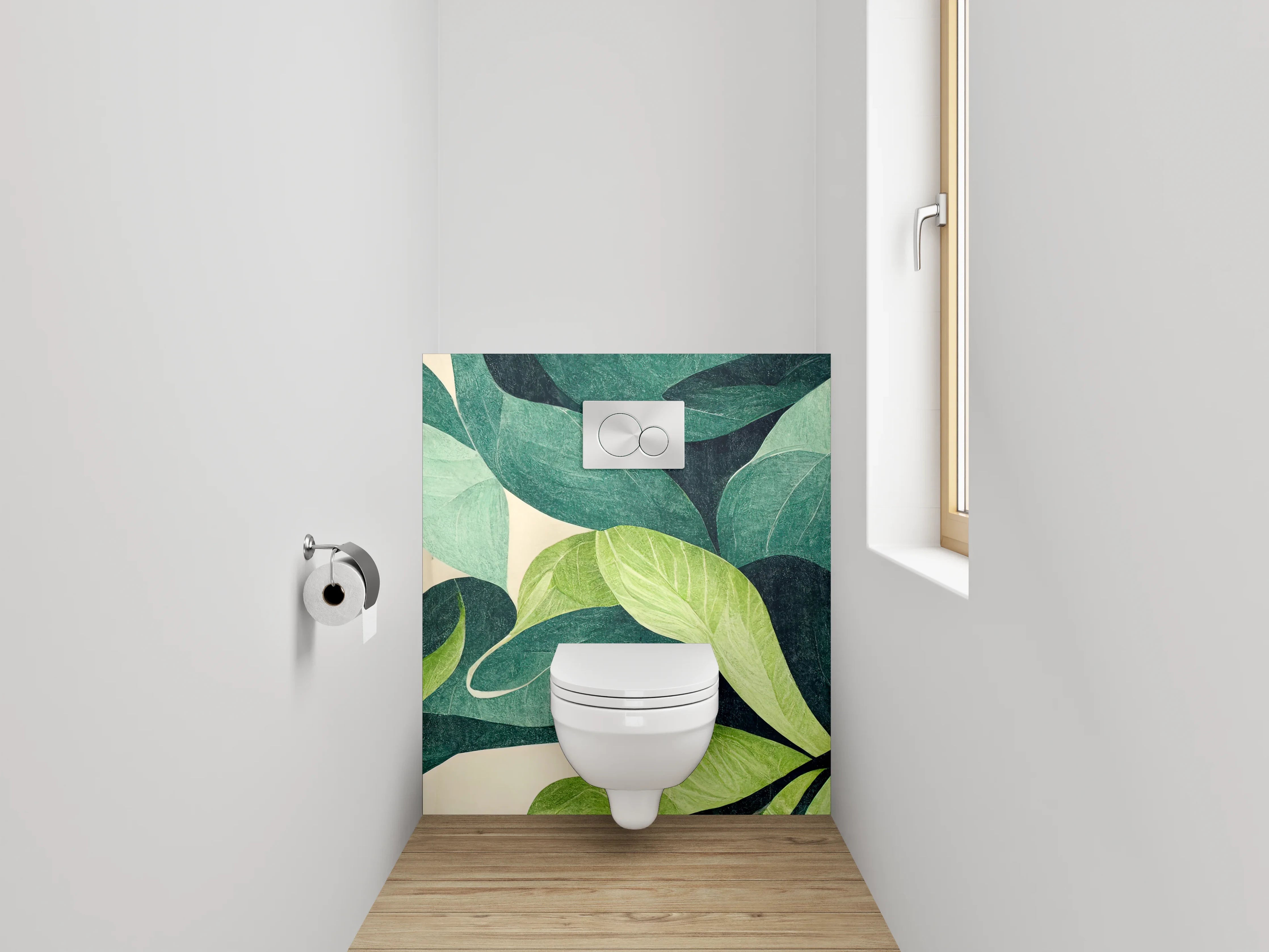 WC-Rückwand - Grüne Blätter Design Wanddeko