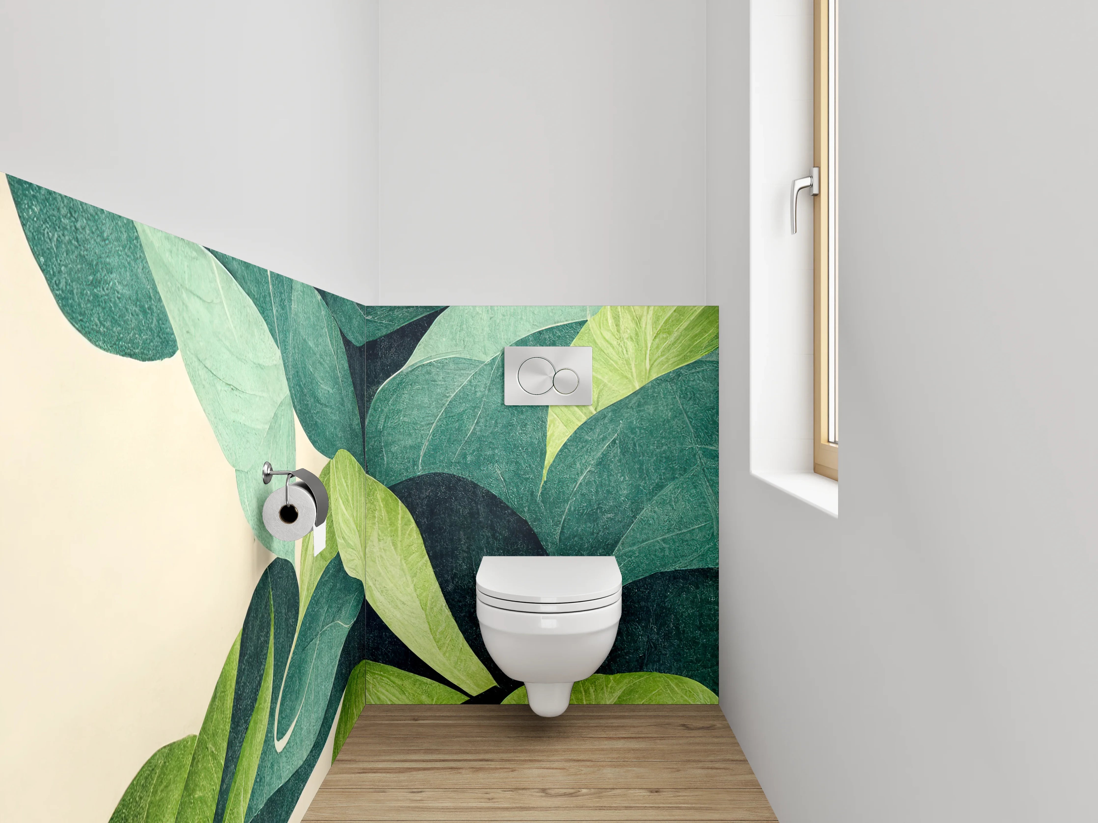 WC-Rückwand - Grüne Blätter Design Wanddeko
