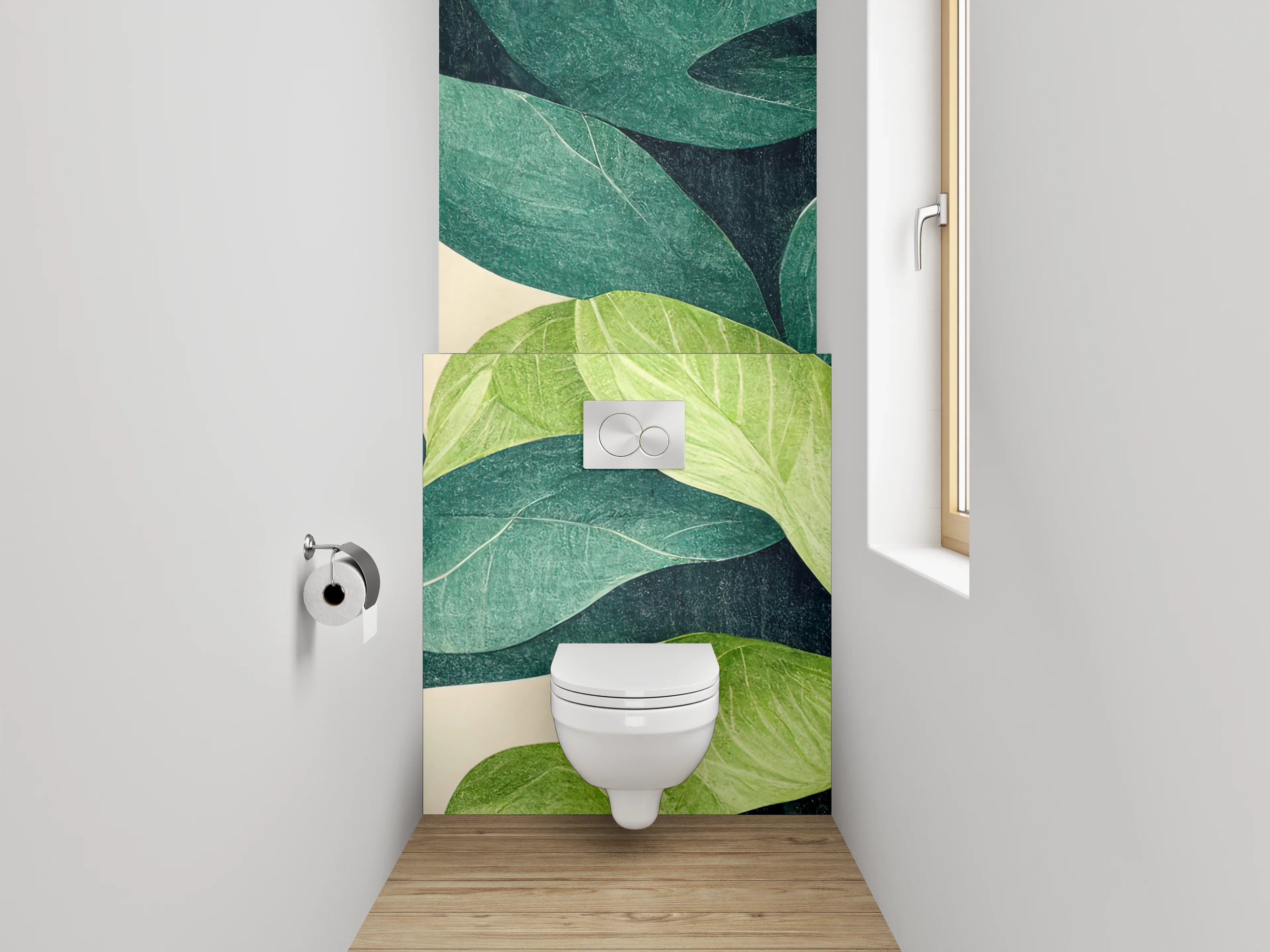 WC-Rückwand - Grüne Blätter Design Wanddeko