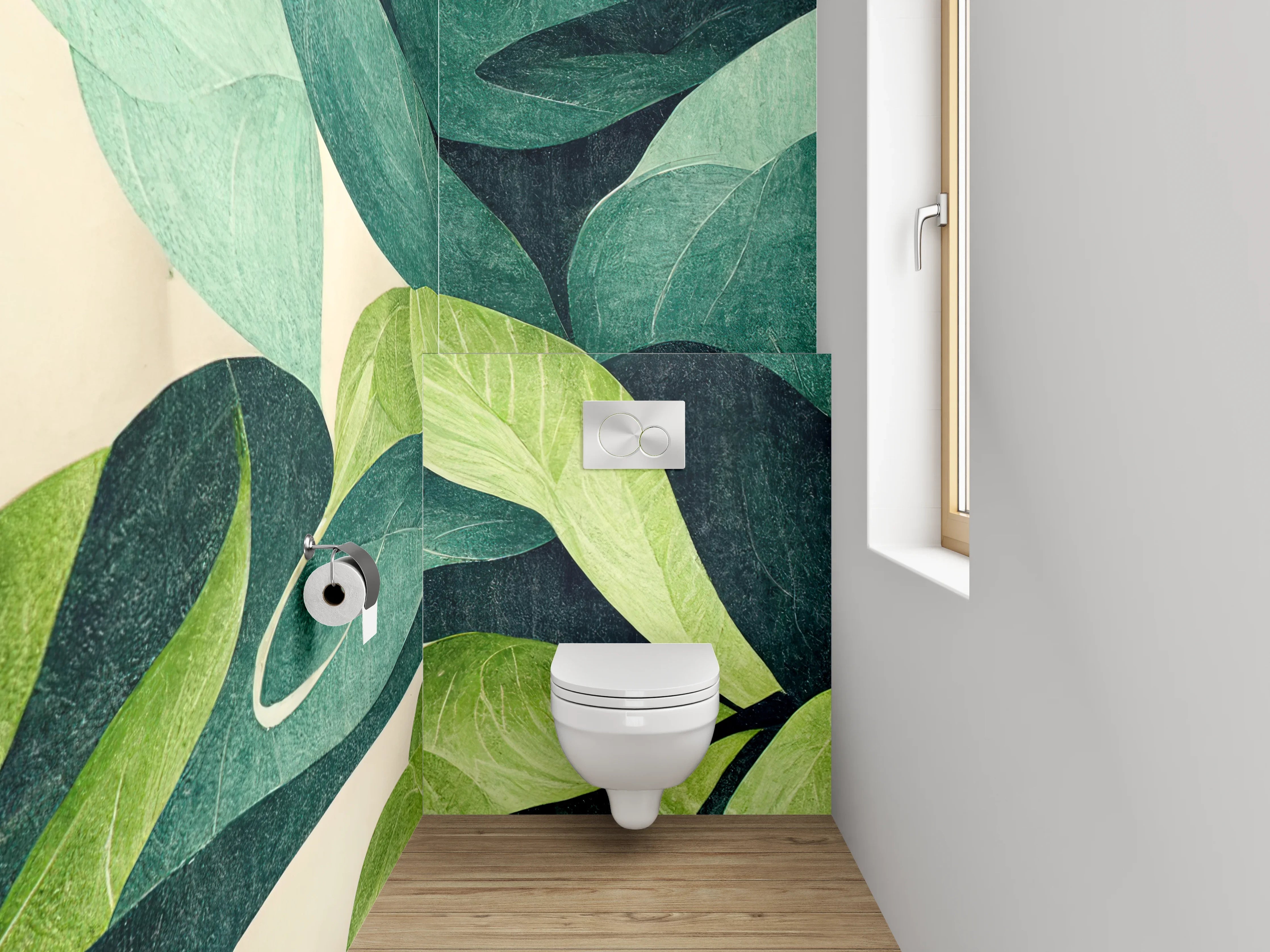 WC-Rückwand - Grüne Blätter Design Wanddeko