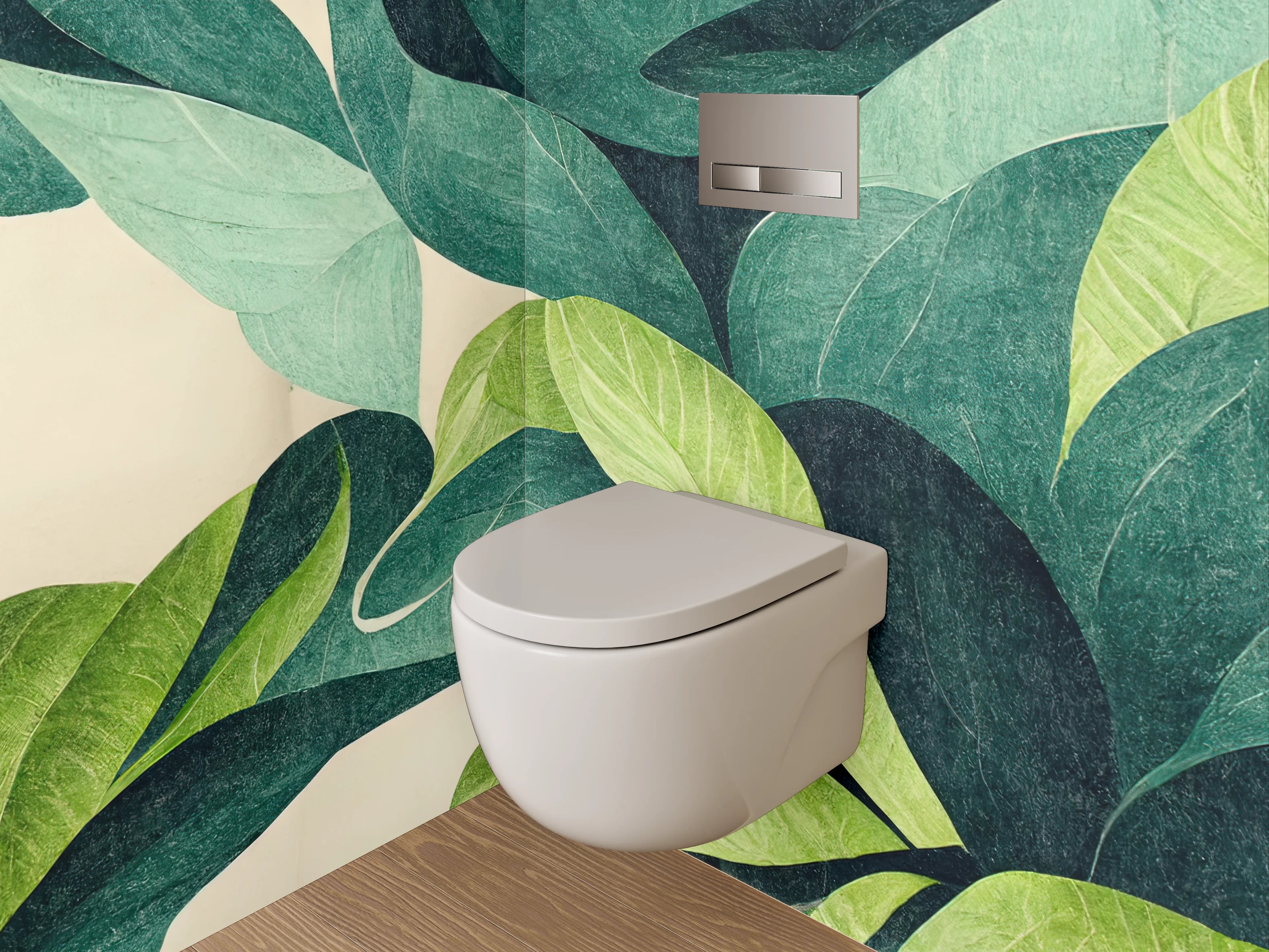 WC-Rückwand - Grüne Blätter Design Wanddeko