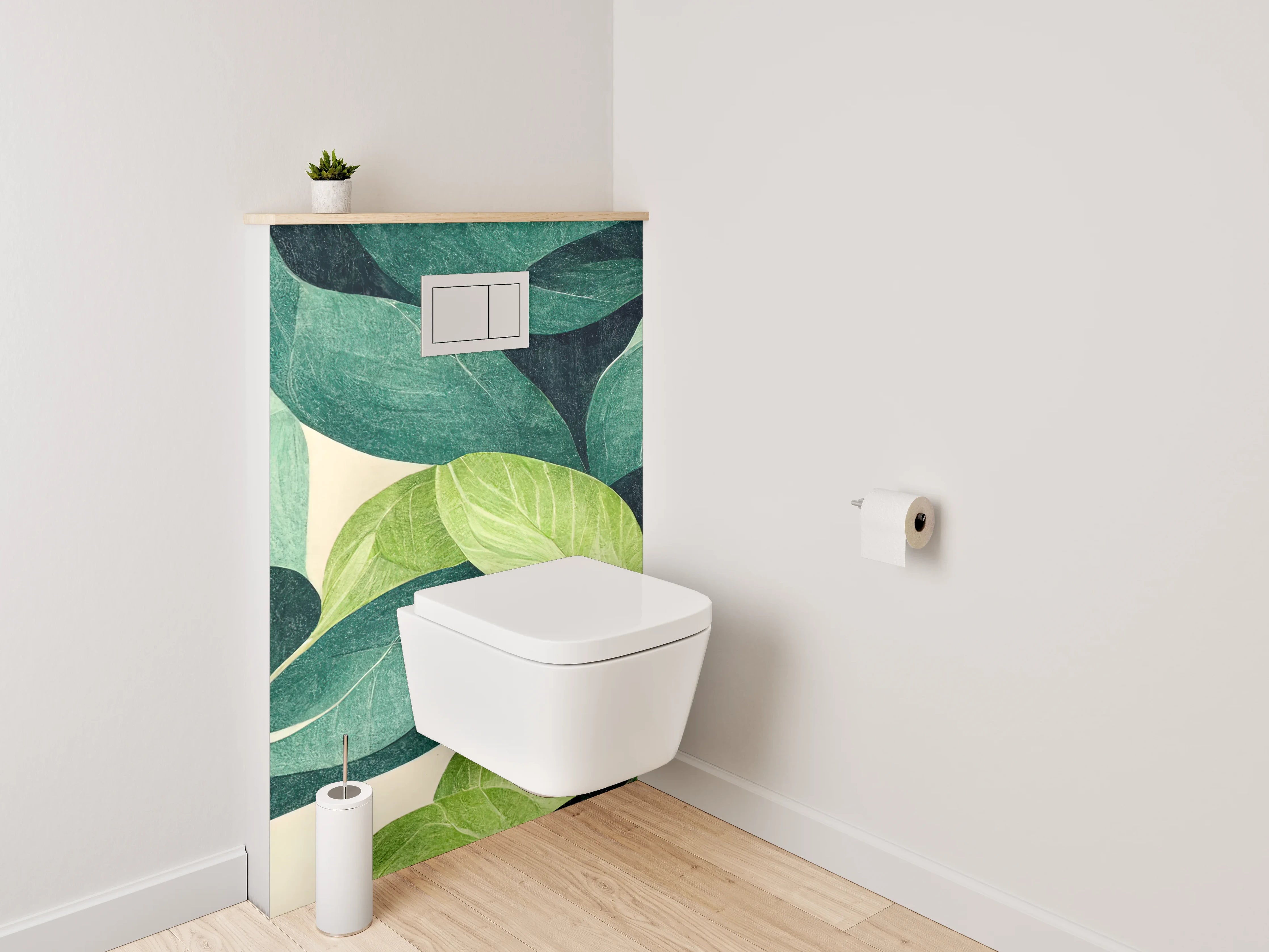 WC-Rückwand - Grüne Blätter Design Wanddeko