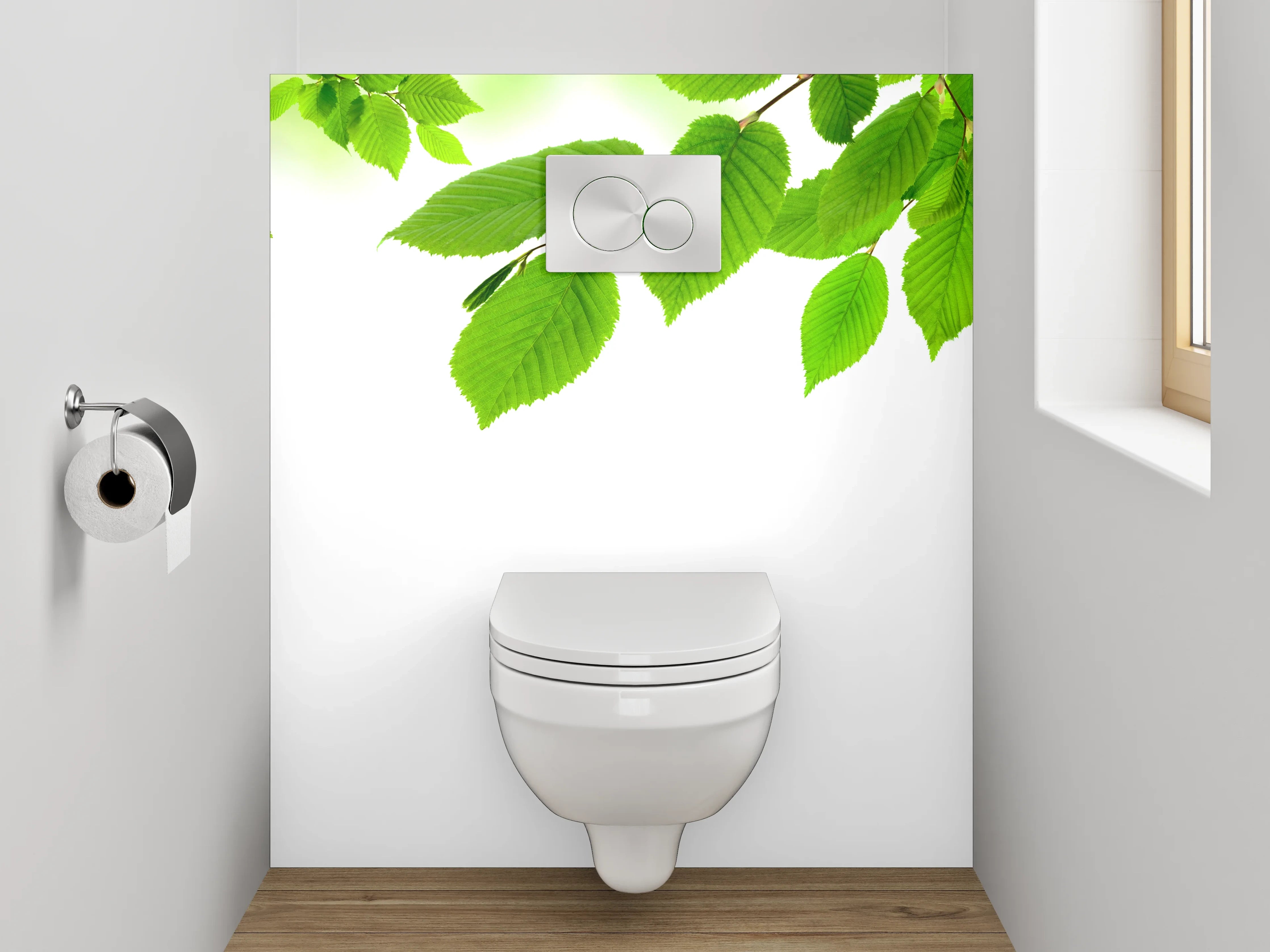 WC-Rückwand - Grüne Blätter Naturmotiv