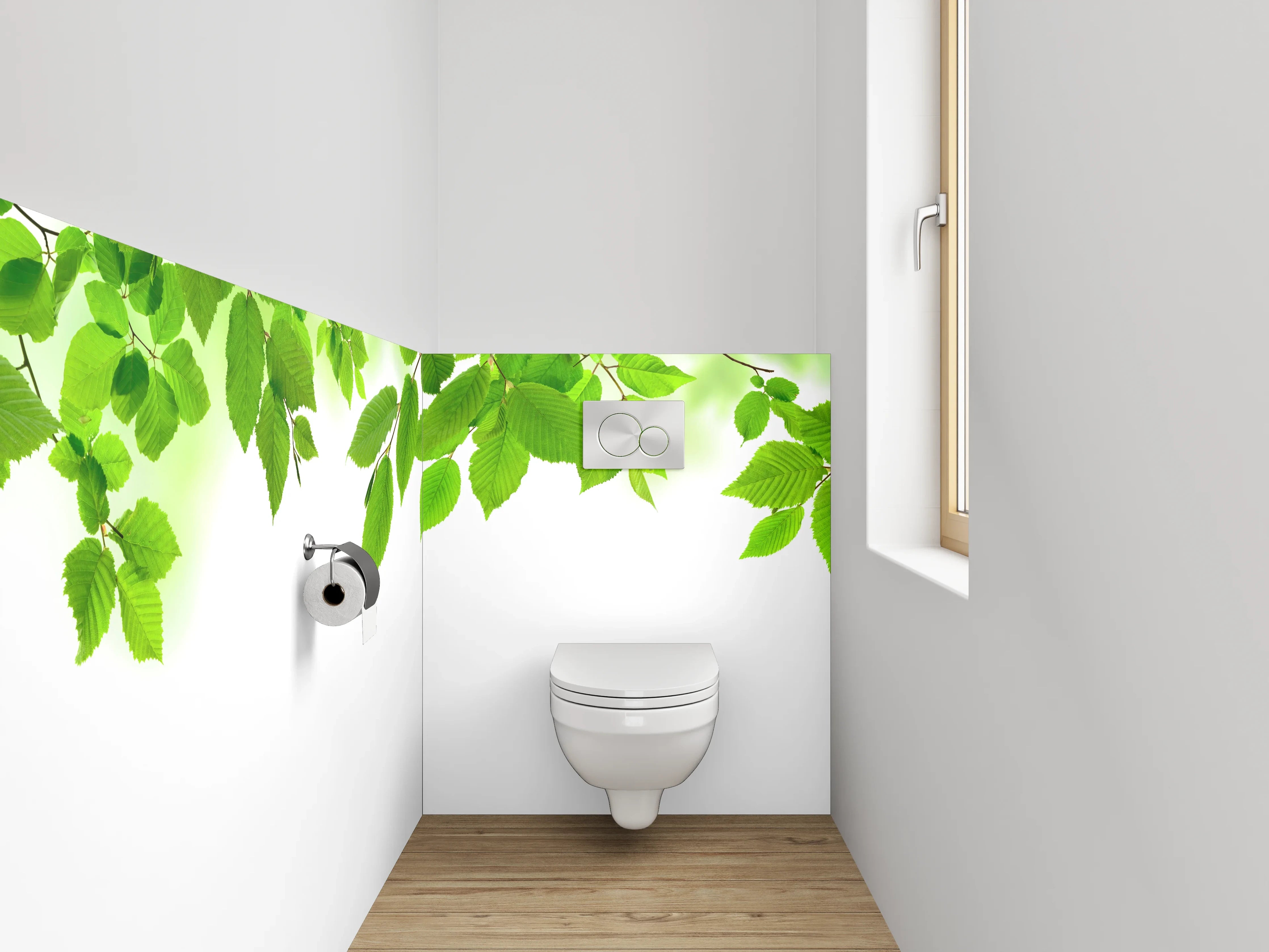 WC-Rückwand - Grüne Blätter Naturmotiv