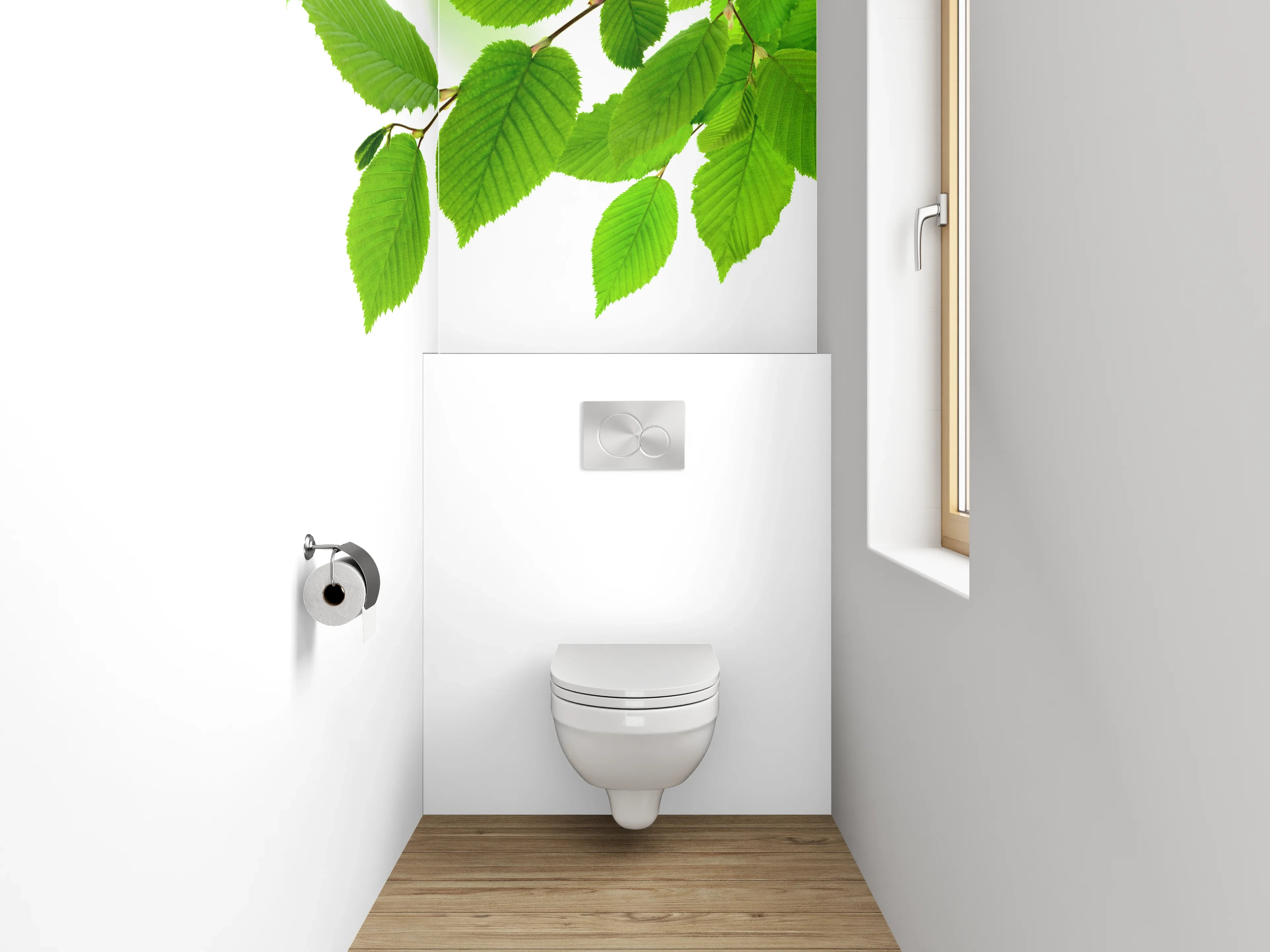 WC-Rückwand - Grüne Blätter Naturmotiv