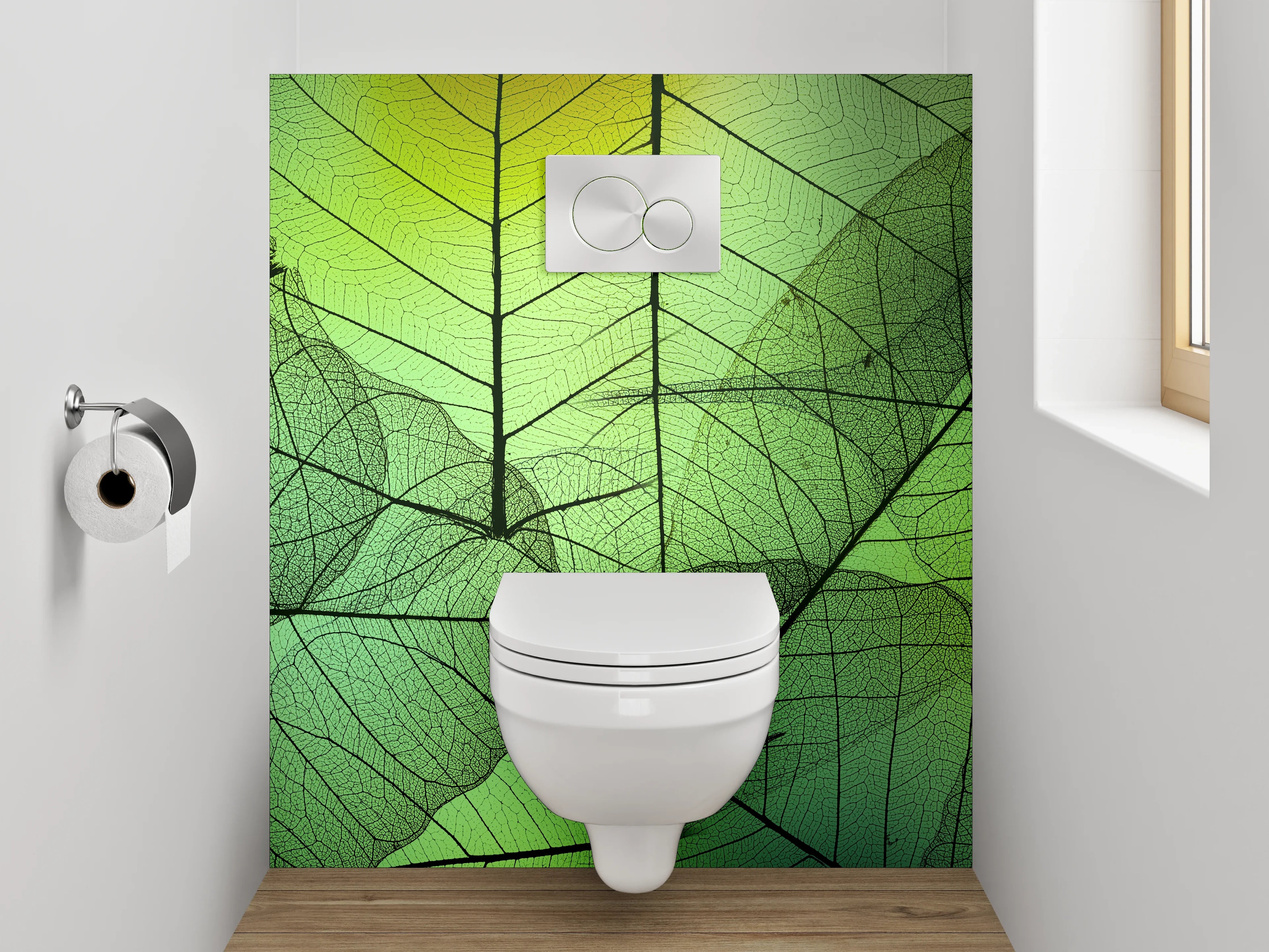 WC-Rückwand - Grüne Blätter Überlagerung Naturmotiv