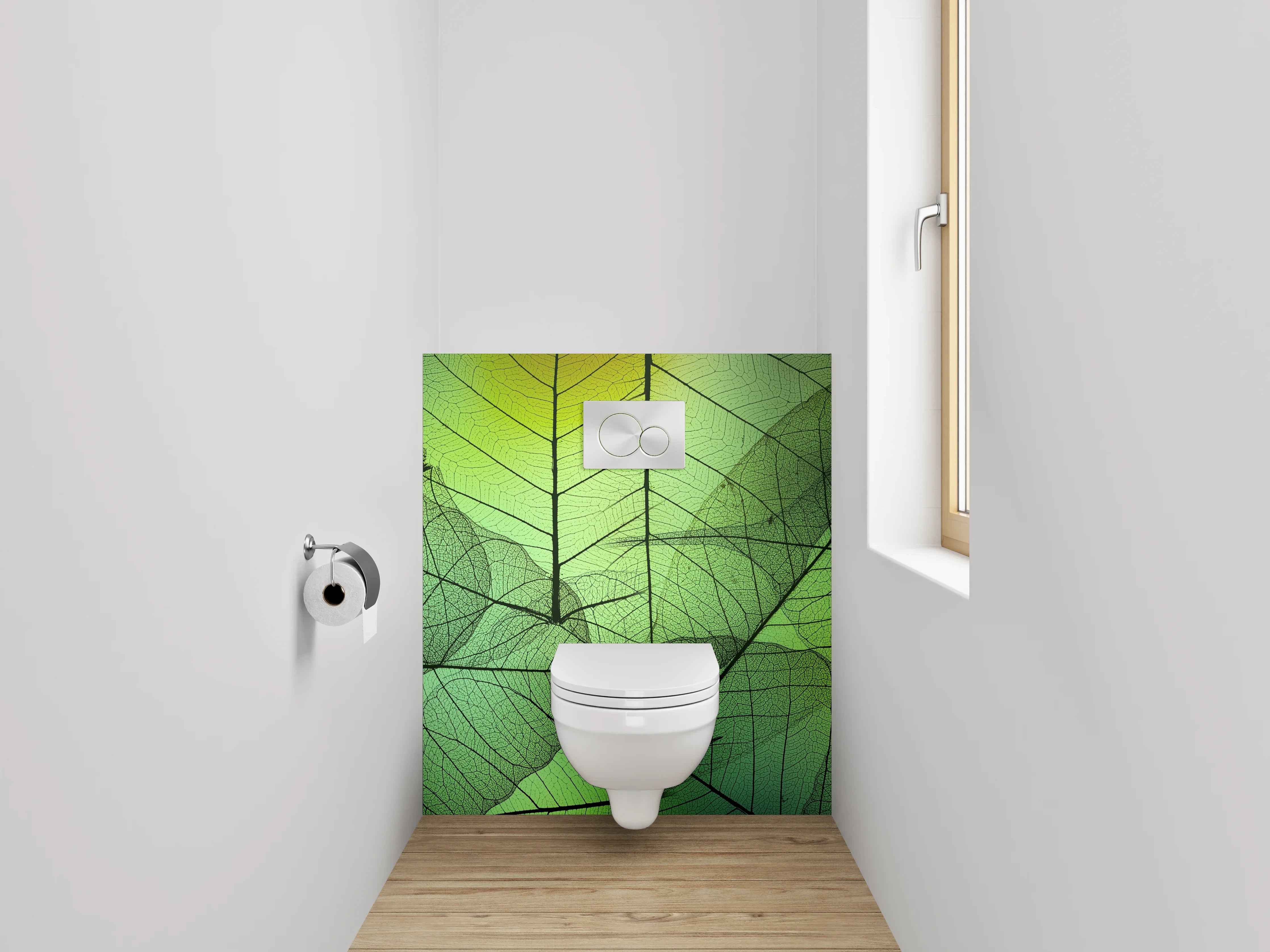WC-Rückwand - Grüne Blätter Überlagerung Naturmotiv