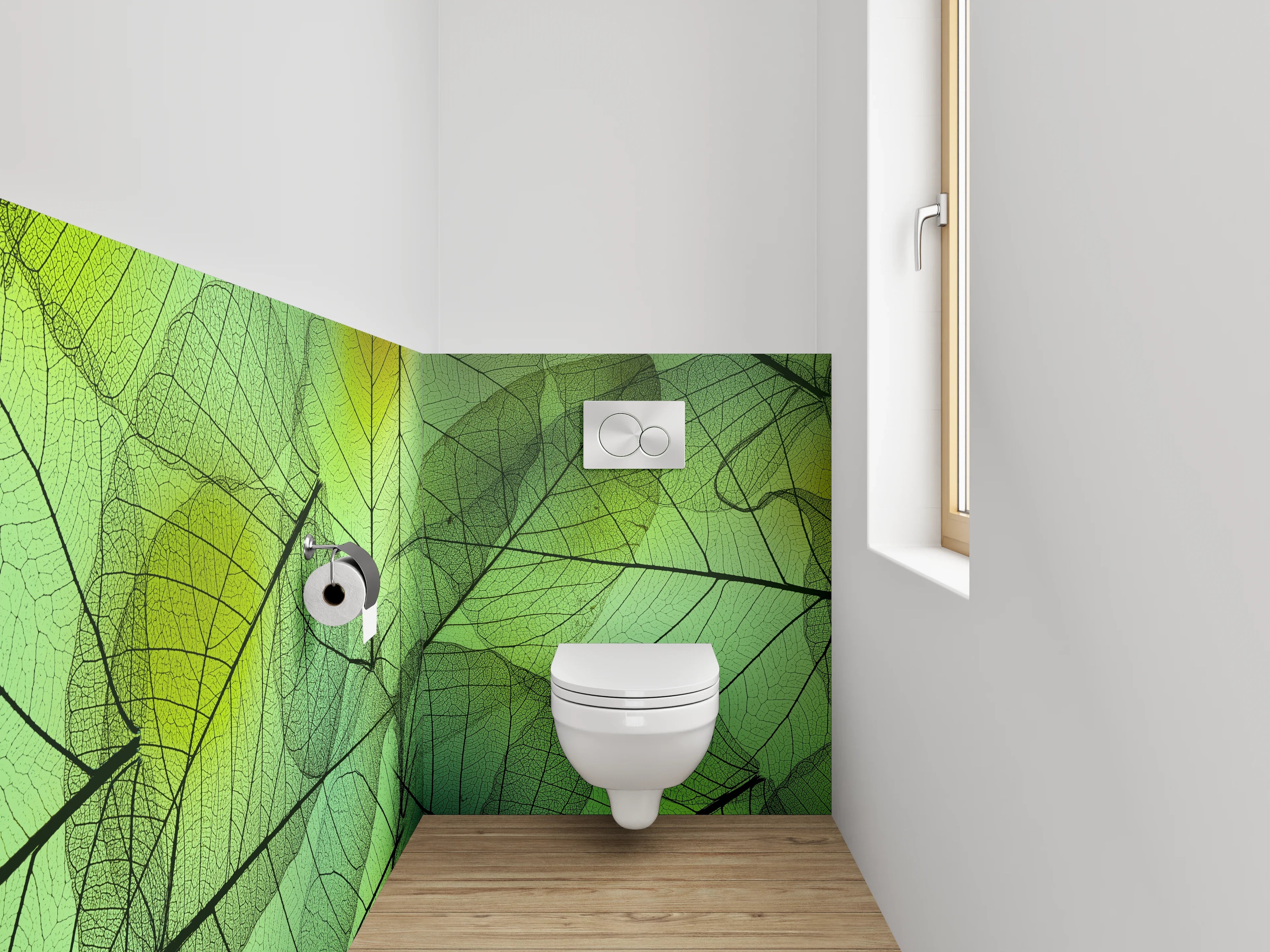 WC-Rückwand - Grüne Blätter Überlagerung Naturmotiv