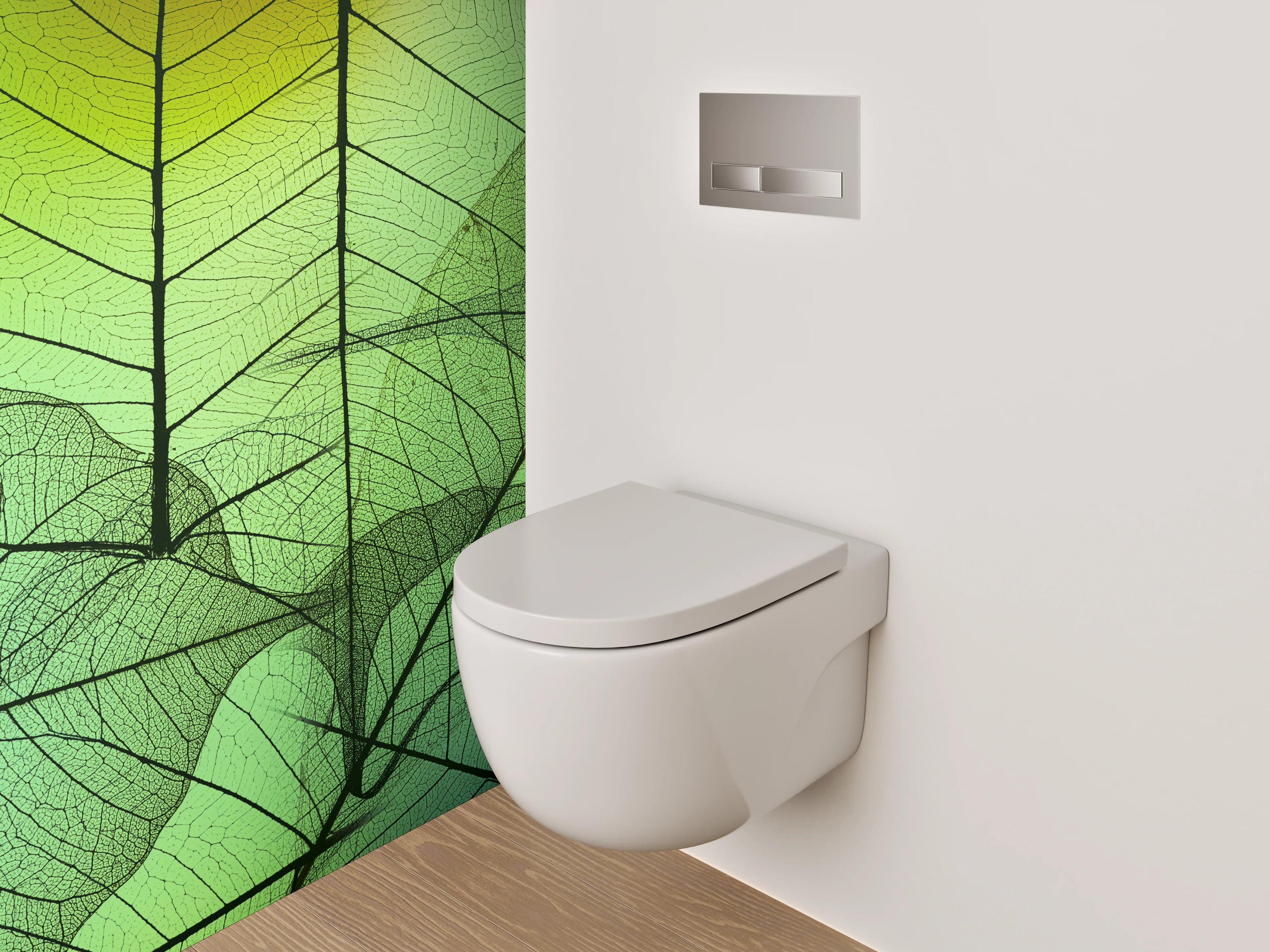 WC-Rückwand - Grüne Blätter Überlagerung Naturmotiv