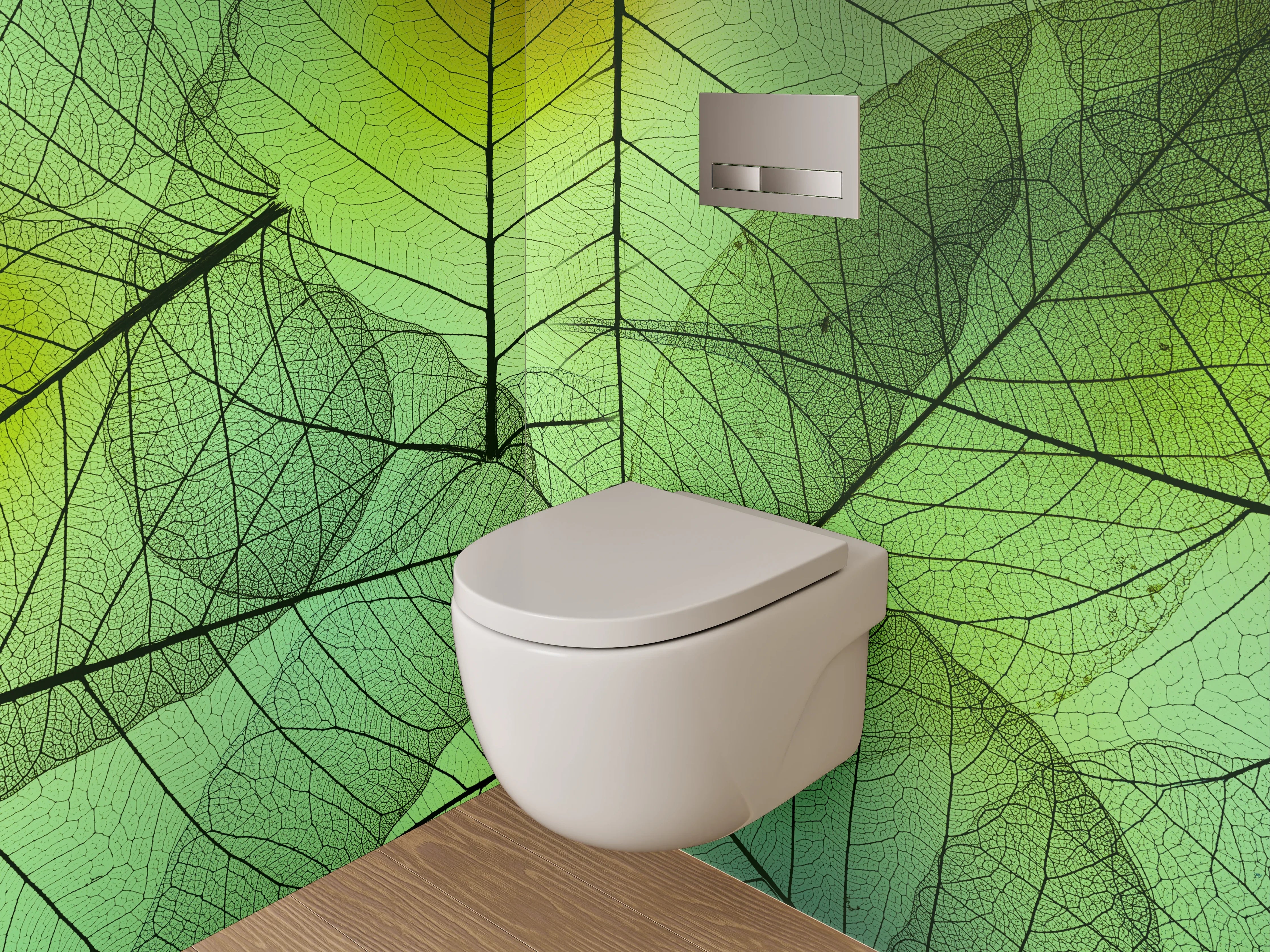 WC-Rückwand - Grüne Blätter Überlagerung Naturmotiv