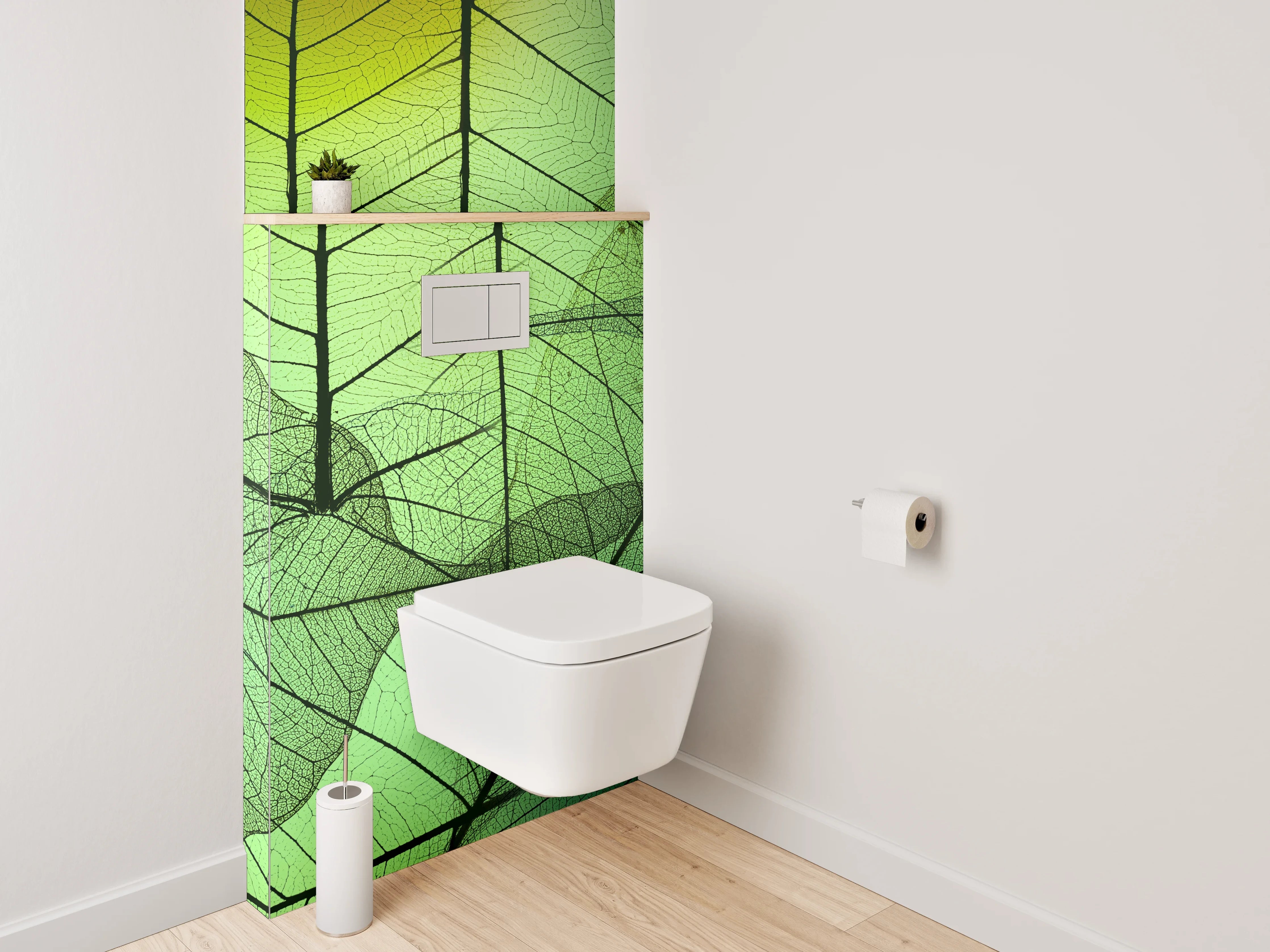 WC-Rückwand - Grüne Blätter Überlagerung Naturmotiv