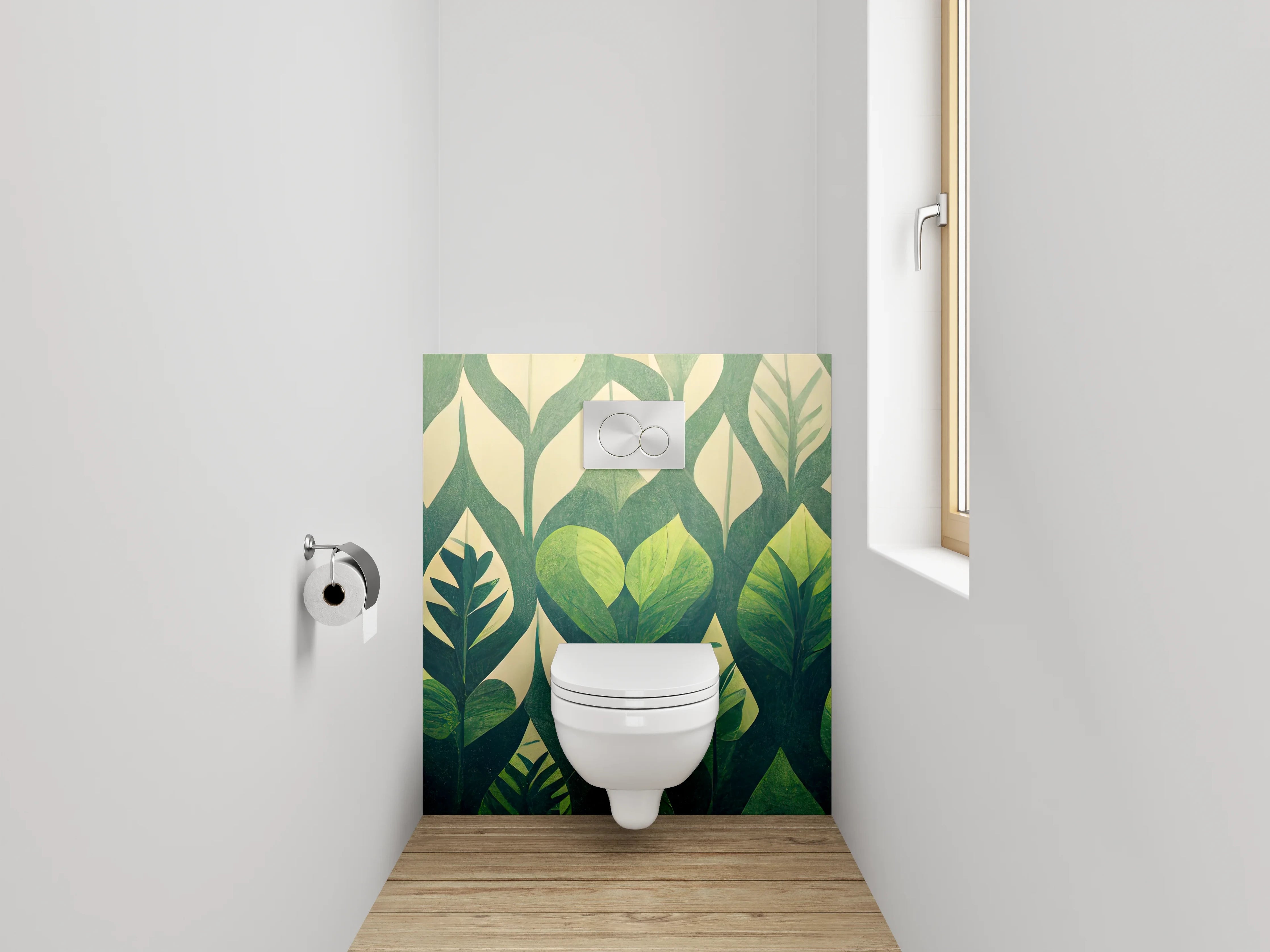 WC-Rückwand - Grüne Blätter Wanddekor Naturmotiv