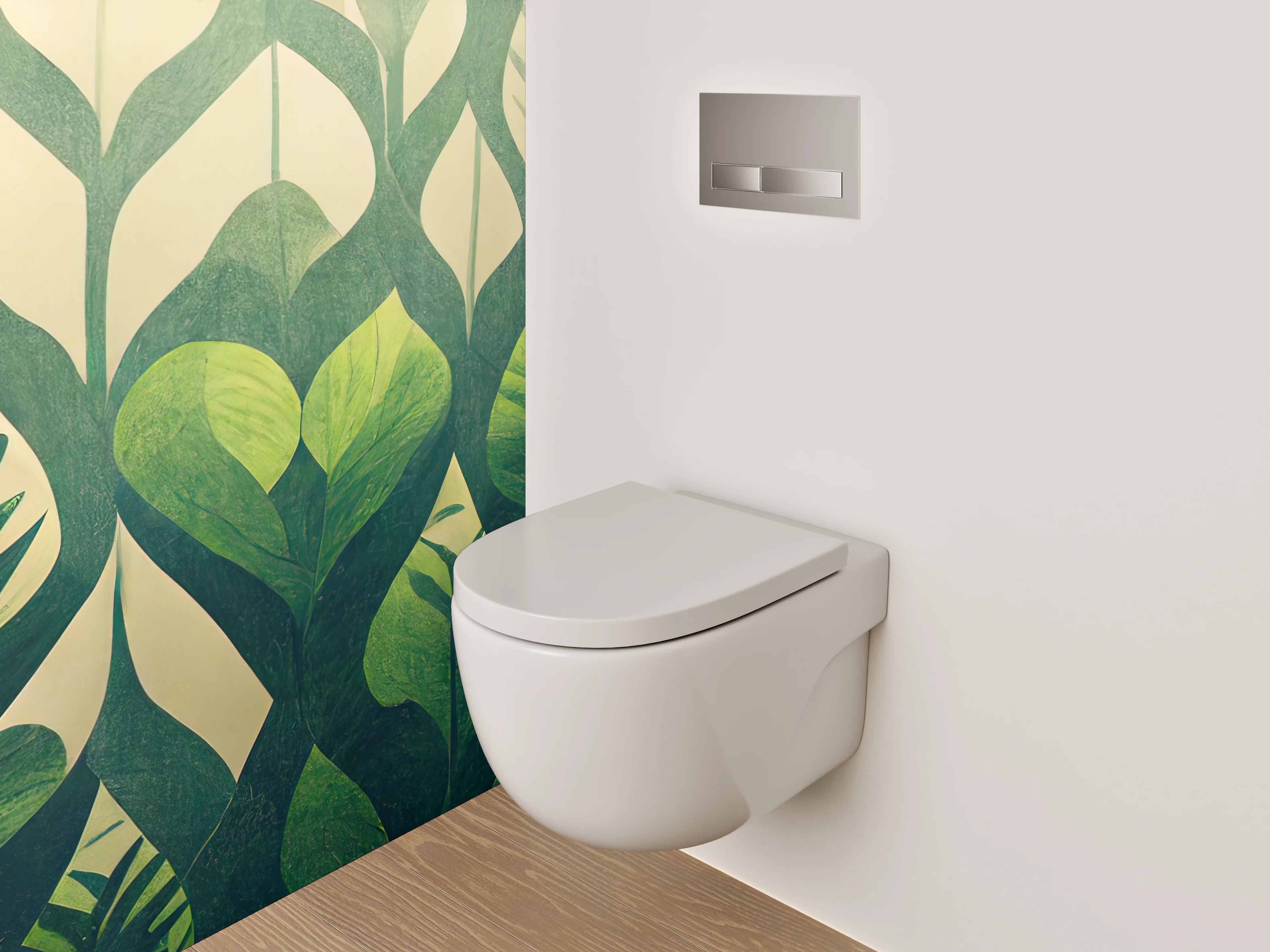 WC-Rückwand - Grüne Blätter Wanddekor Naturmotiv