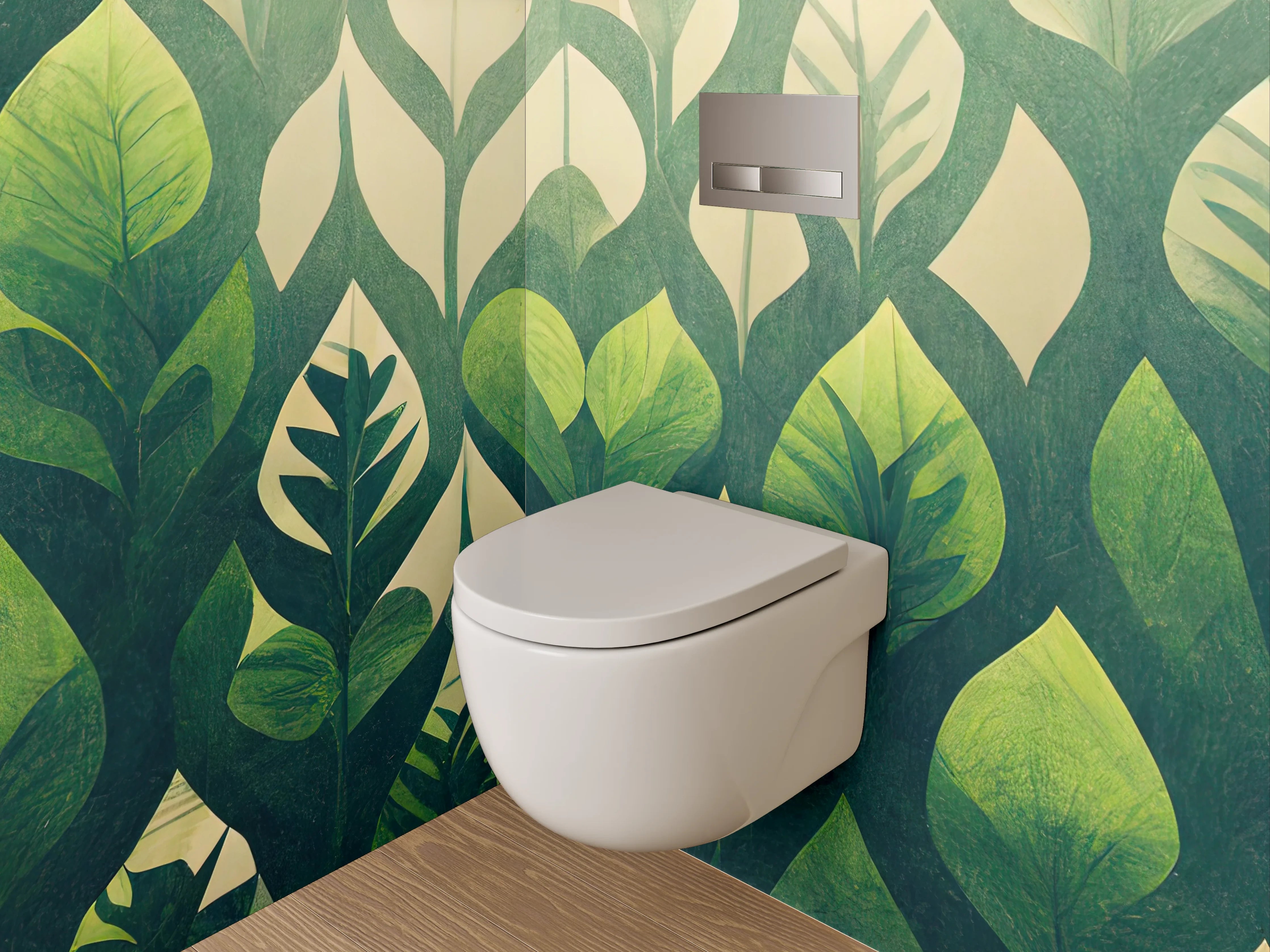 WC-Rückwand - Grüne Blätter Wanddekor Naturmotiv