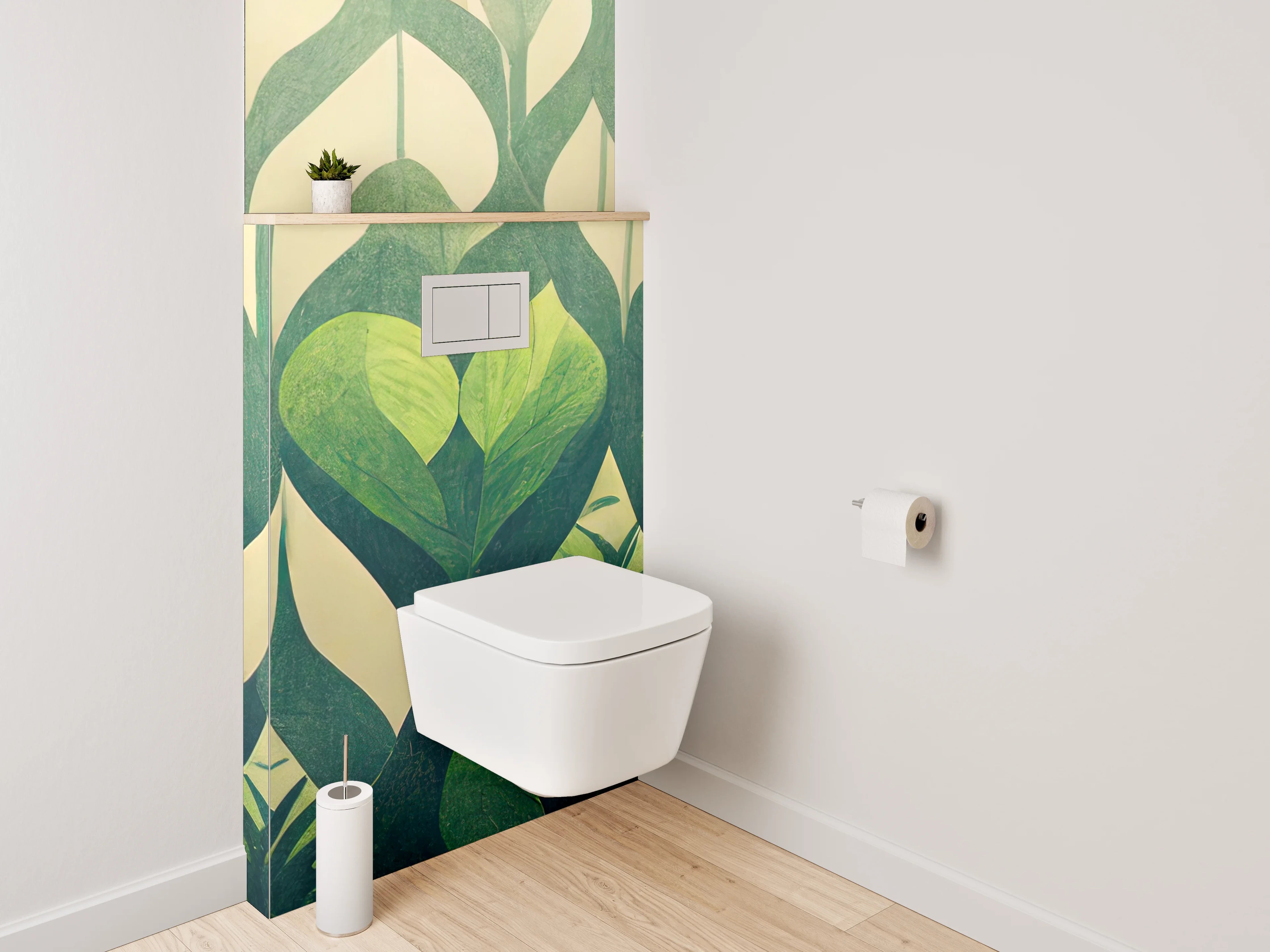 WC-Rückwand - Grüne Blätter Wanddekor Naturmotiv