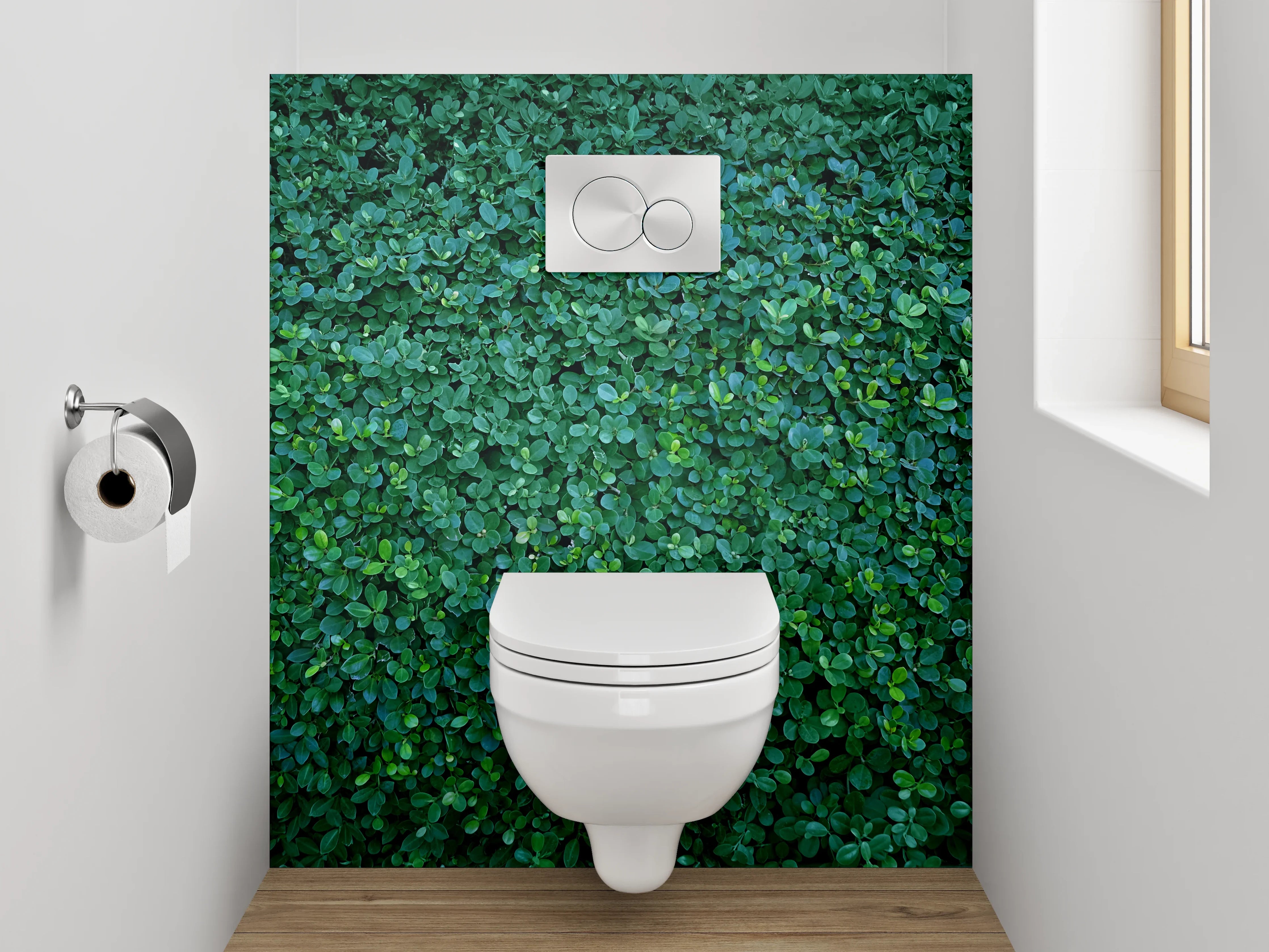WC-Rückwand - Grüne Blattwand Naturdekor