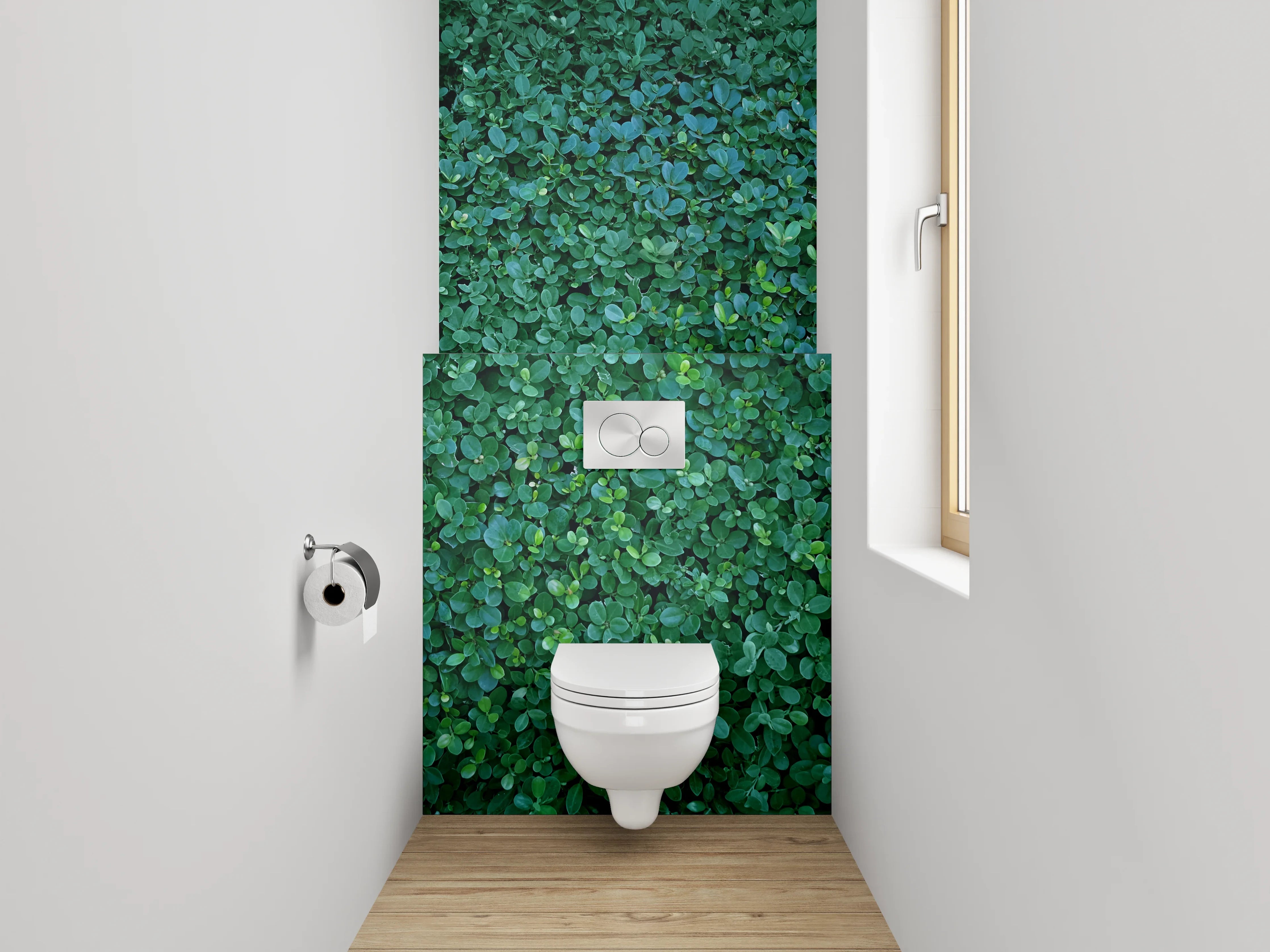 WC-Rückwand - Grüne Blattwand Naturdekor