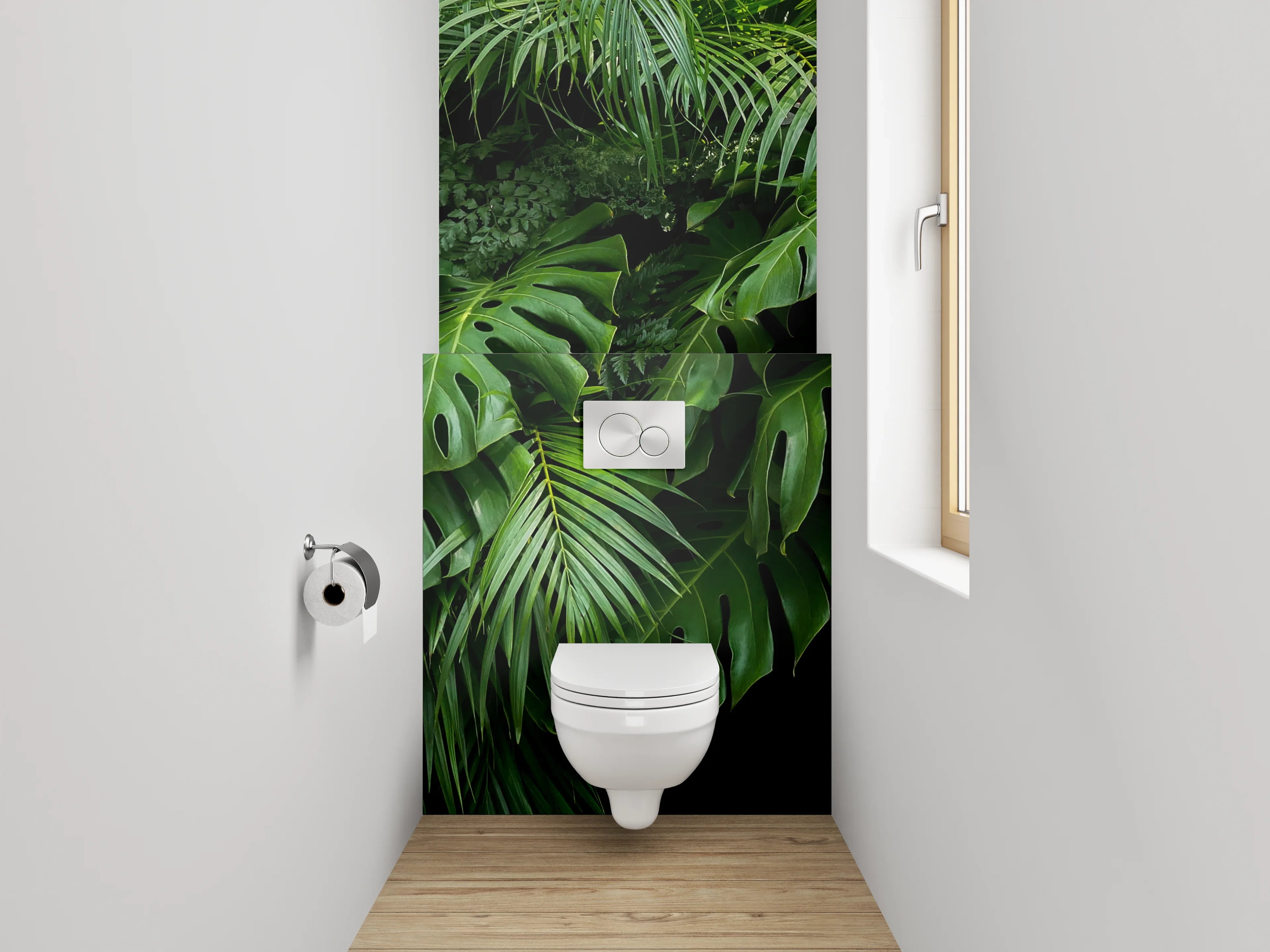 WC-Rückwand - Grüne Dschungelblätter Natur Wanddekor