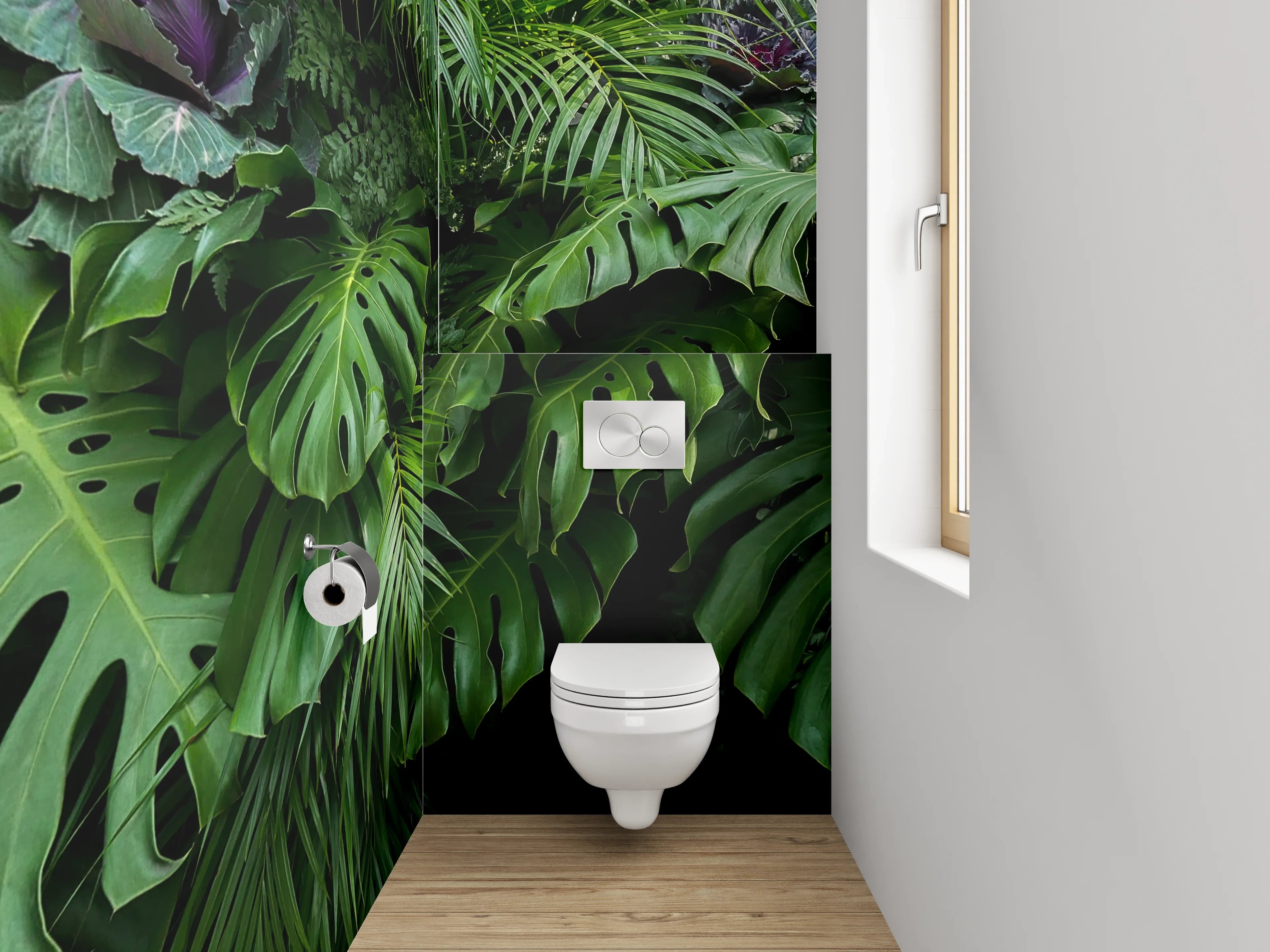 WC-Rückwand - Grüne Dschungelblätter Natur Wanddekor