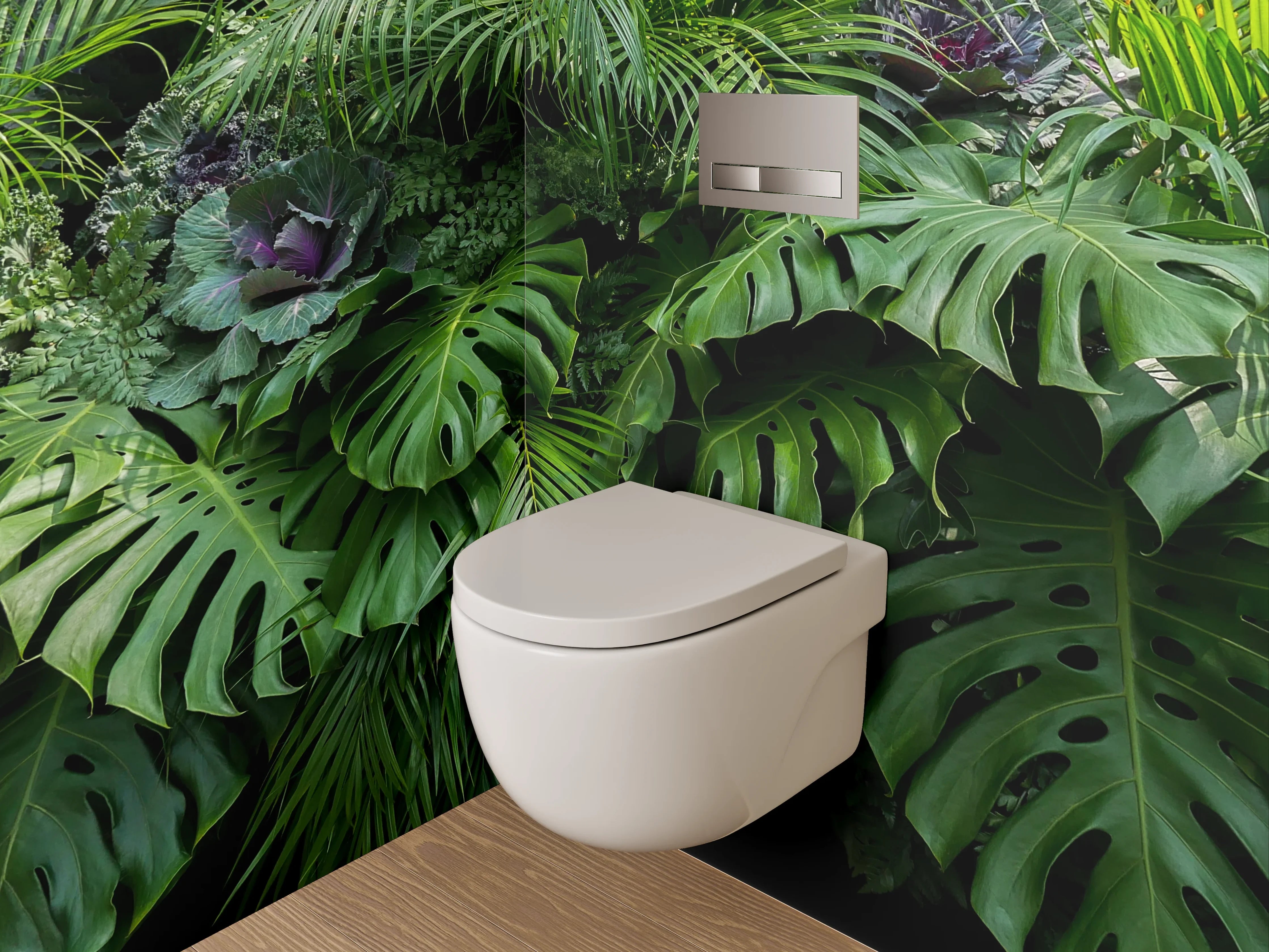 WC-Rückwand - Grüne Dschungelblätter Natur Wanddekor