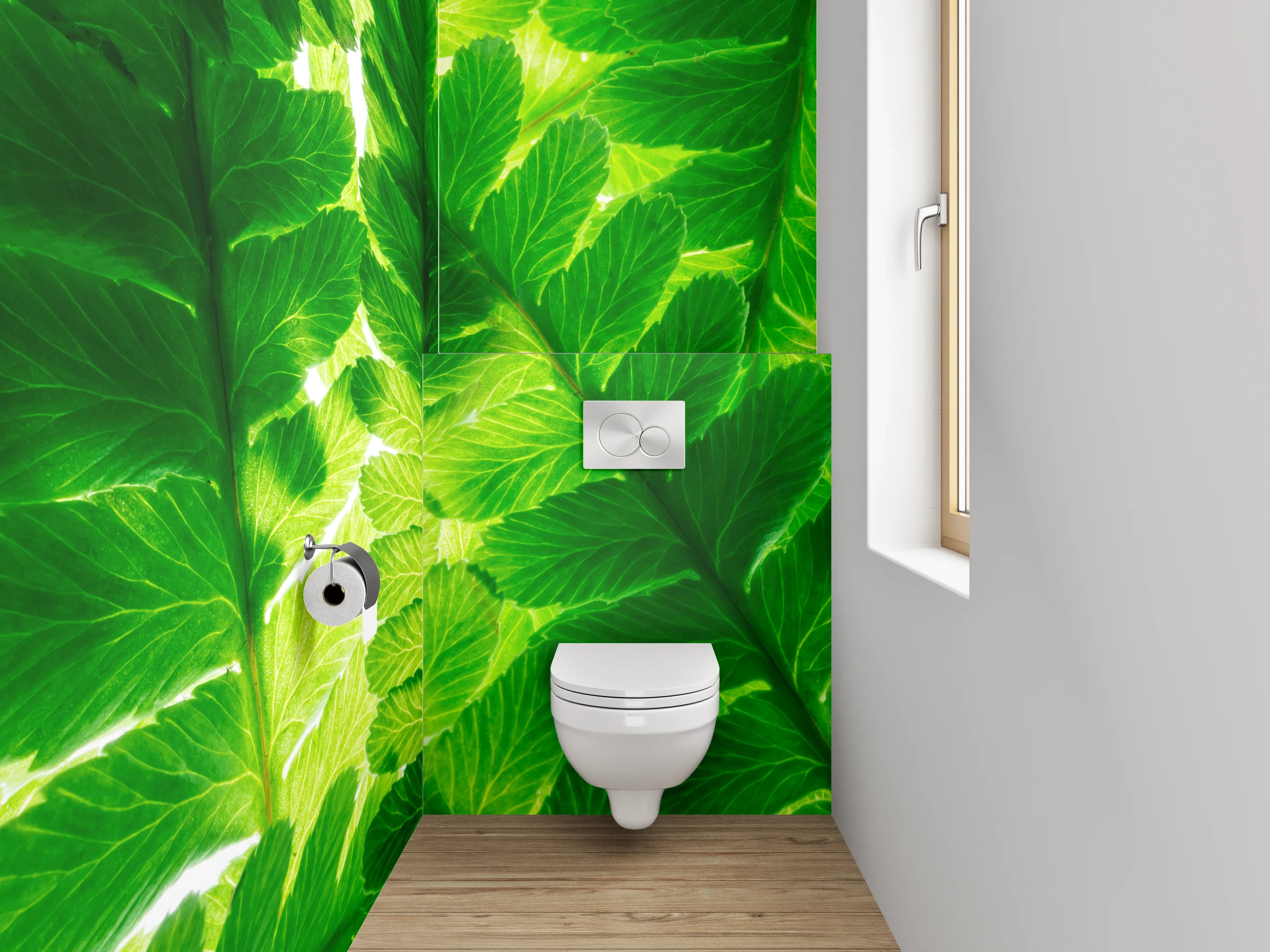 WC-Rückwand - Grüne Farnblätter Naturmuster