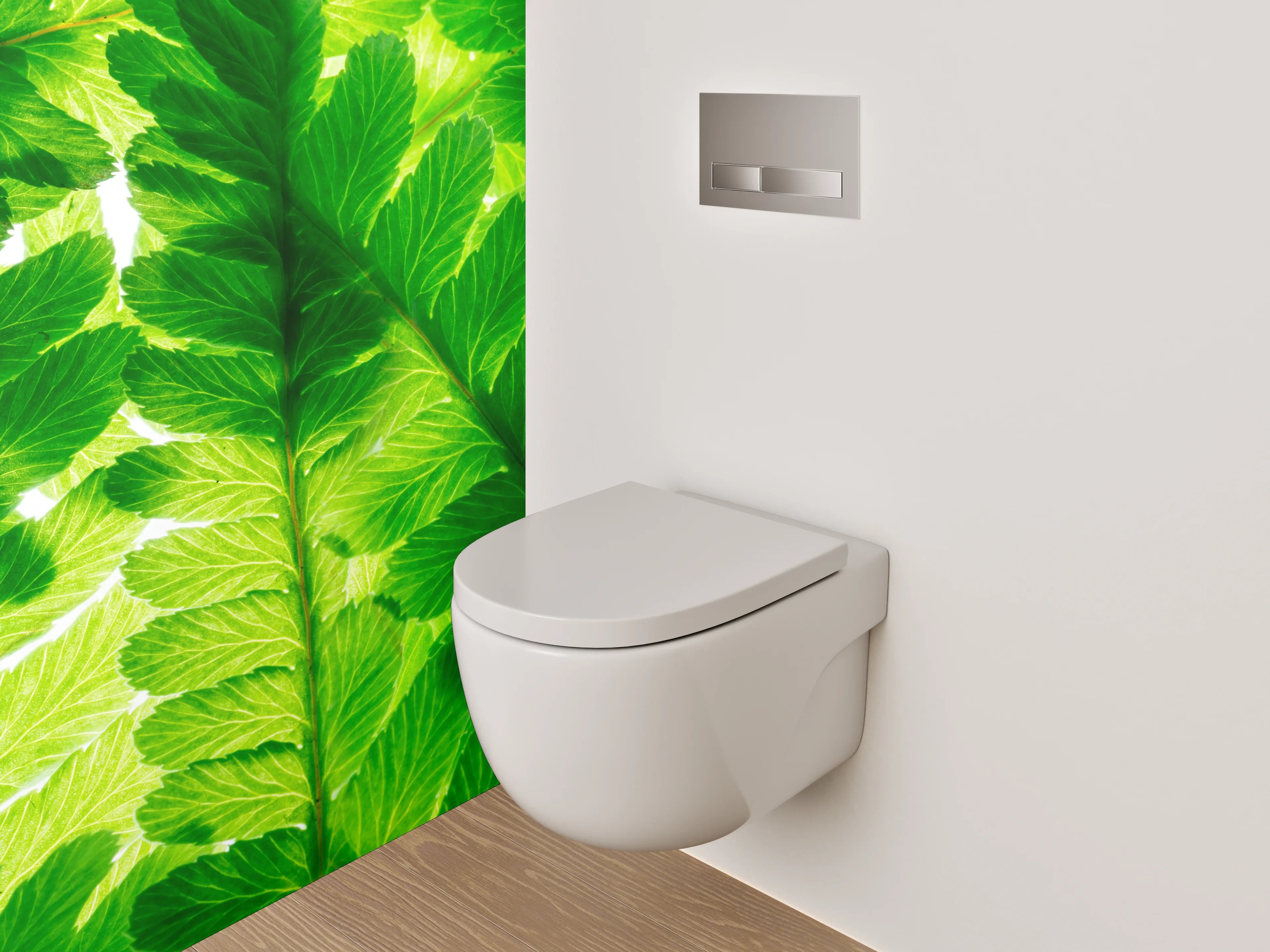 WC-Rückwand - Grüne Farnblätter Naturmuster