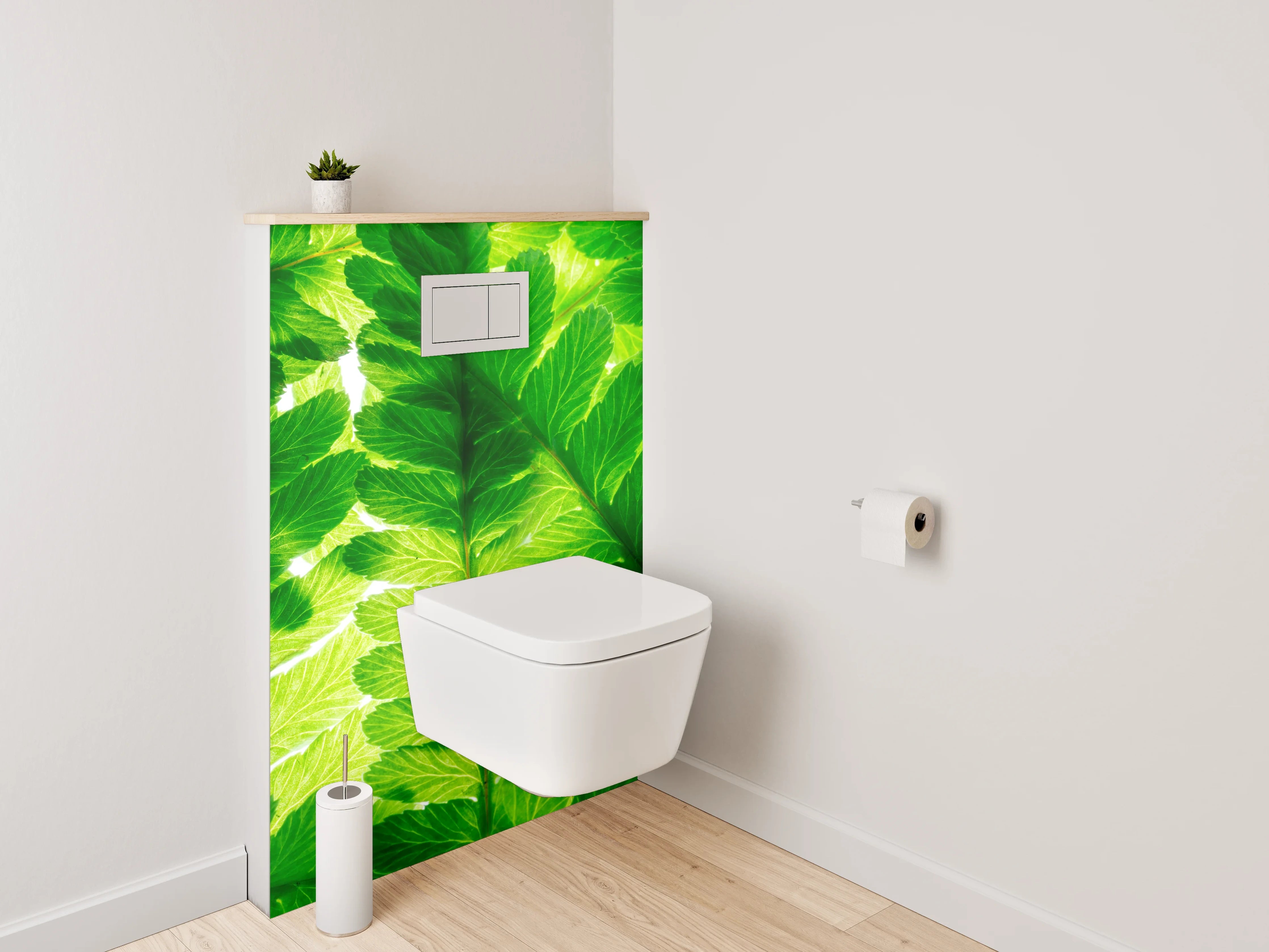 WC-Rückwand - Grüne Farnblätter Naturmuster