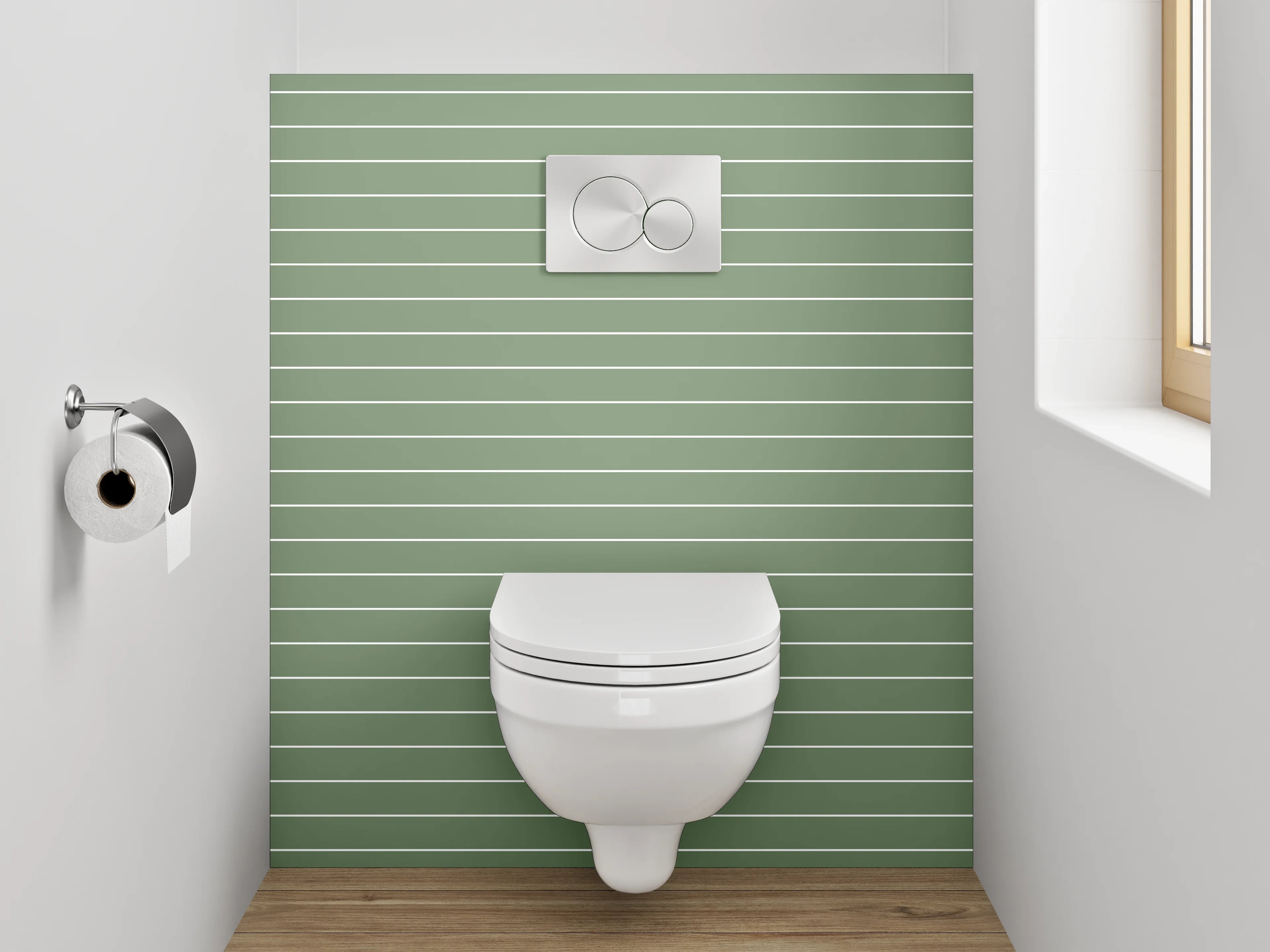 WC-Rückwand - Grüne Linienmuster Tapete modern