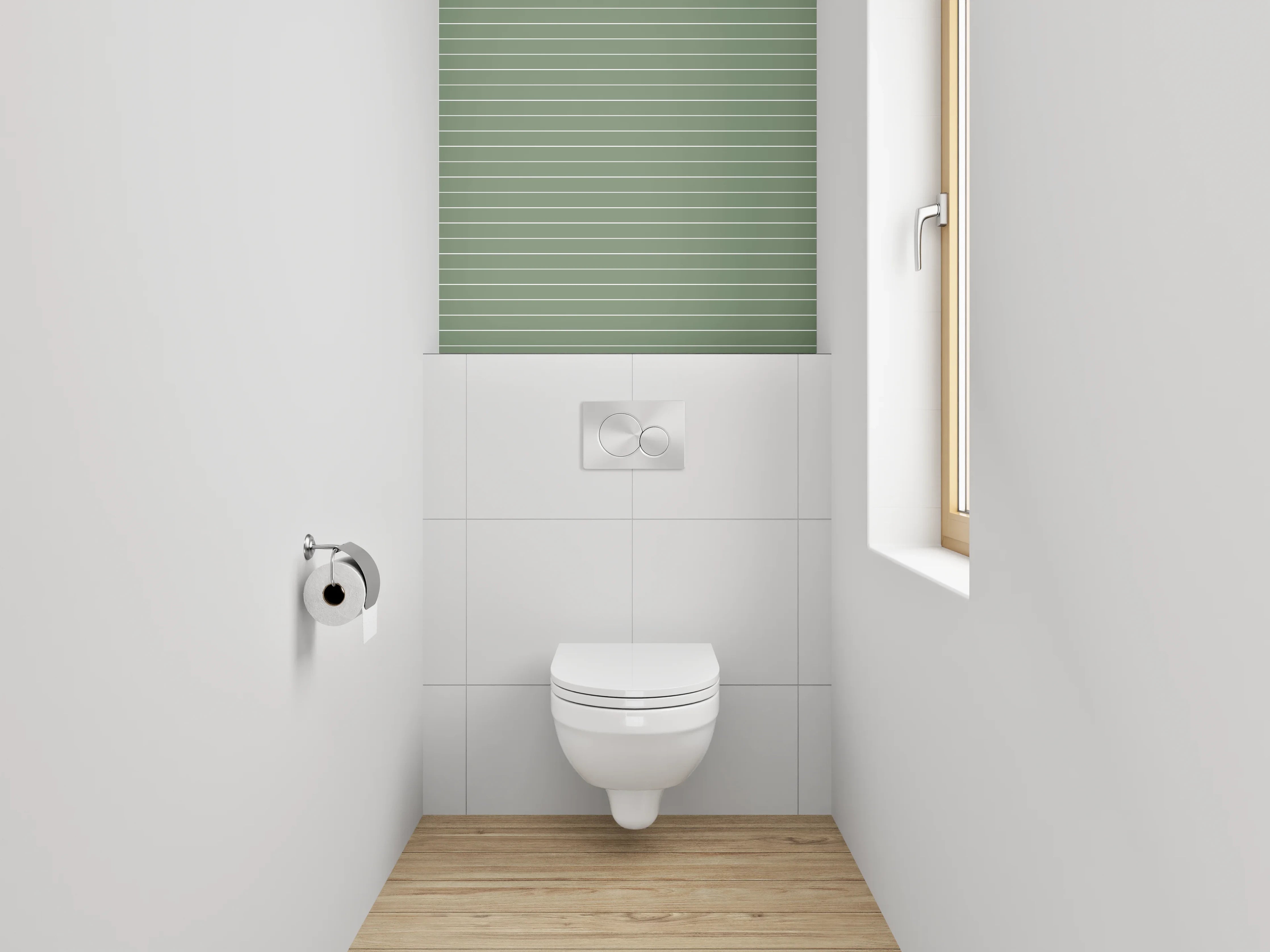 WC-Rückwand - Grüne Linienmuster Tapete modern